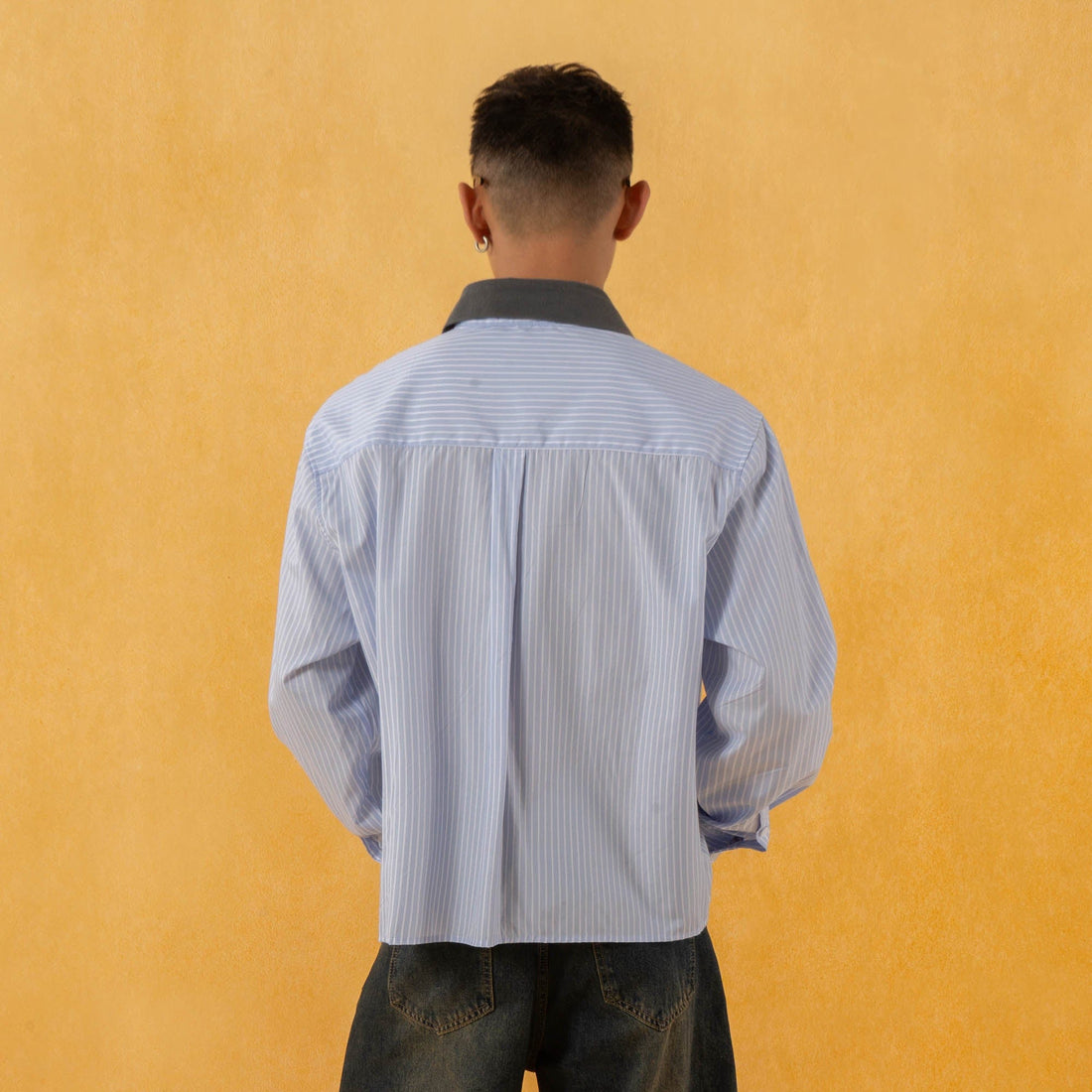 CLP Contrast Collar Striped Shirt-Shirt-S-Free Shipping Leatheretro