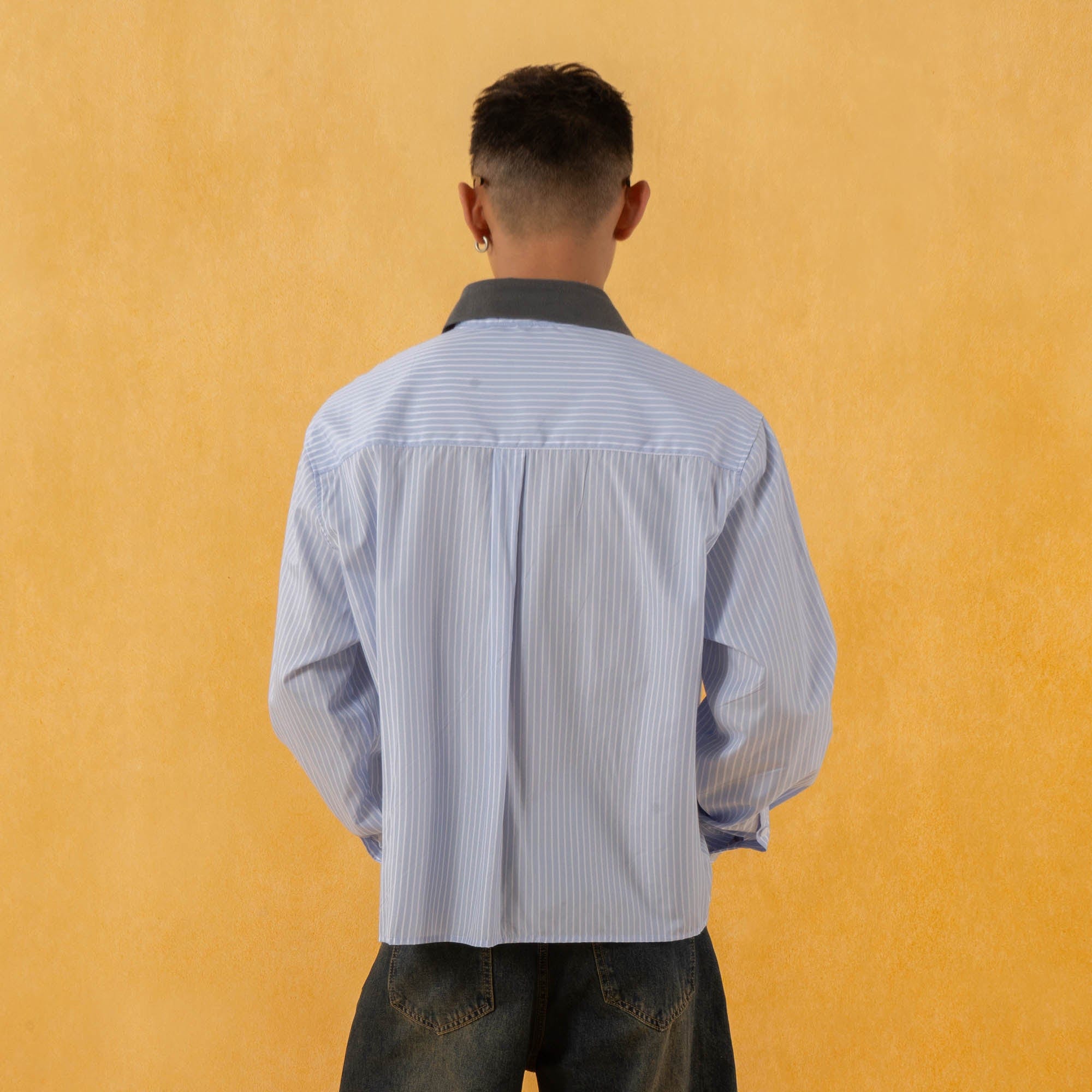 CLP Contrast Collar Striped Shirt-Shirt-S-Free Shipping Leatheretro