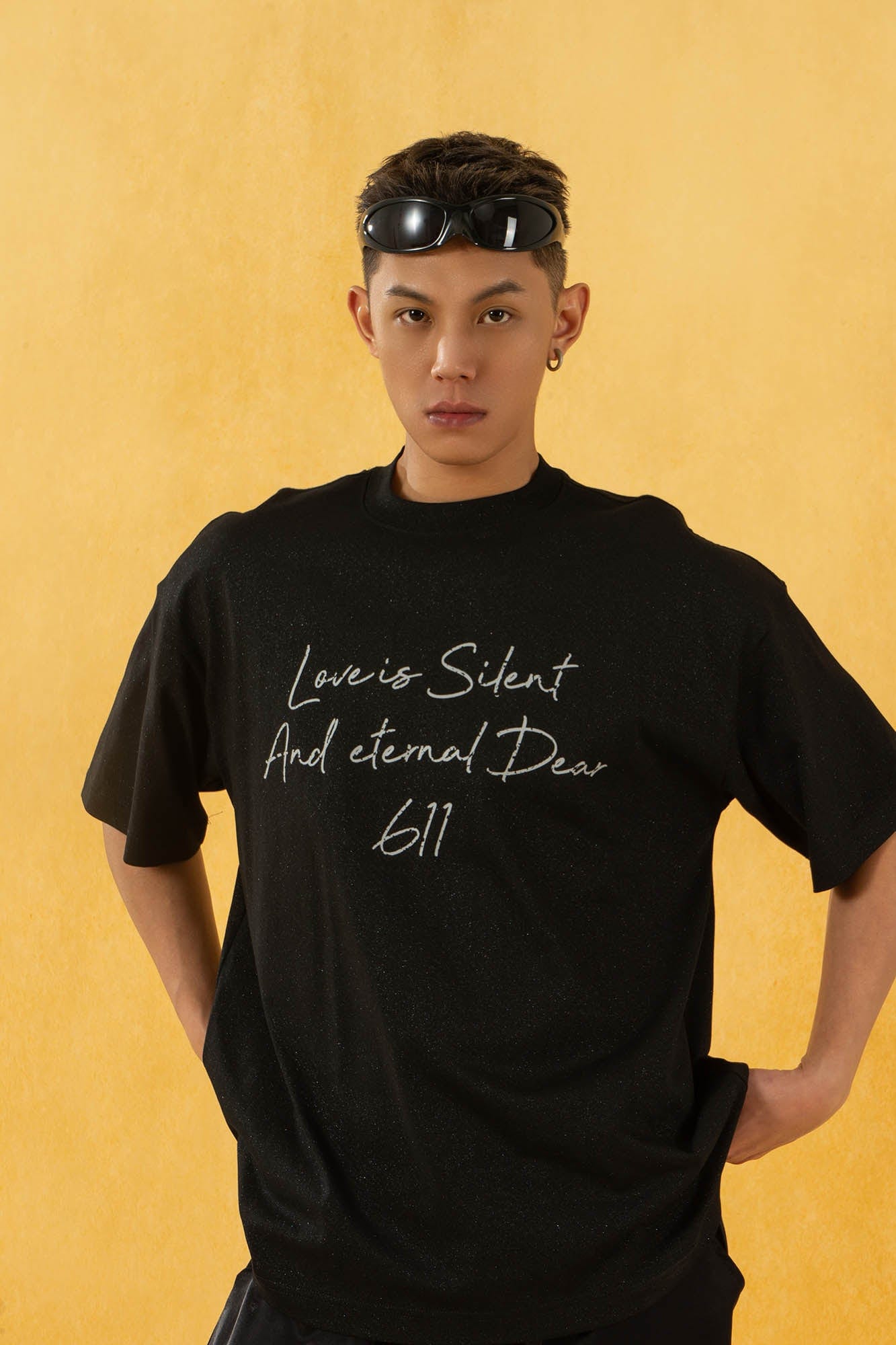 CLP Essential Slogan Glitter T-Shirt-T Shirt-S-Gray-Free Shipping Leatheretro