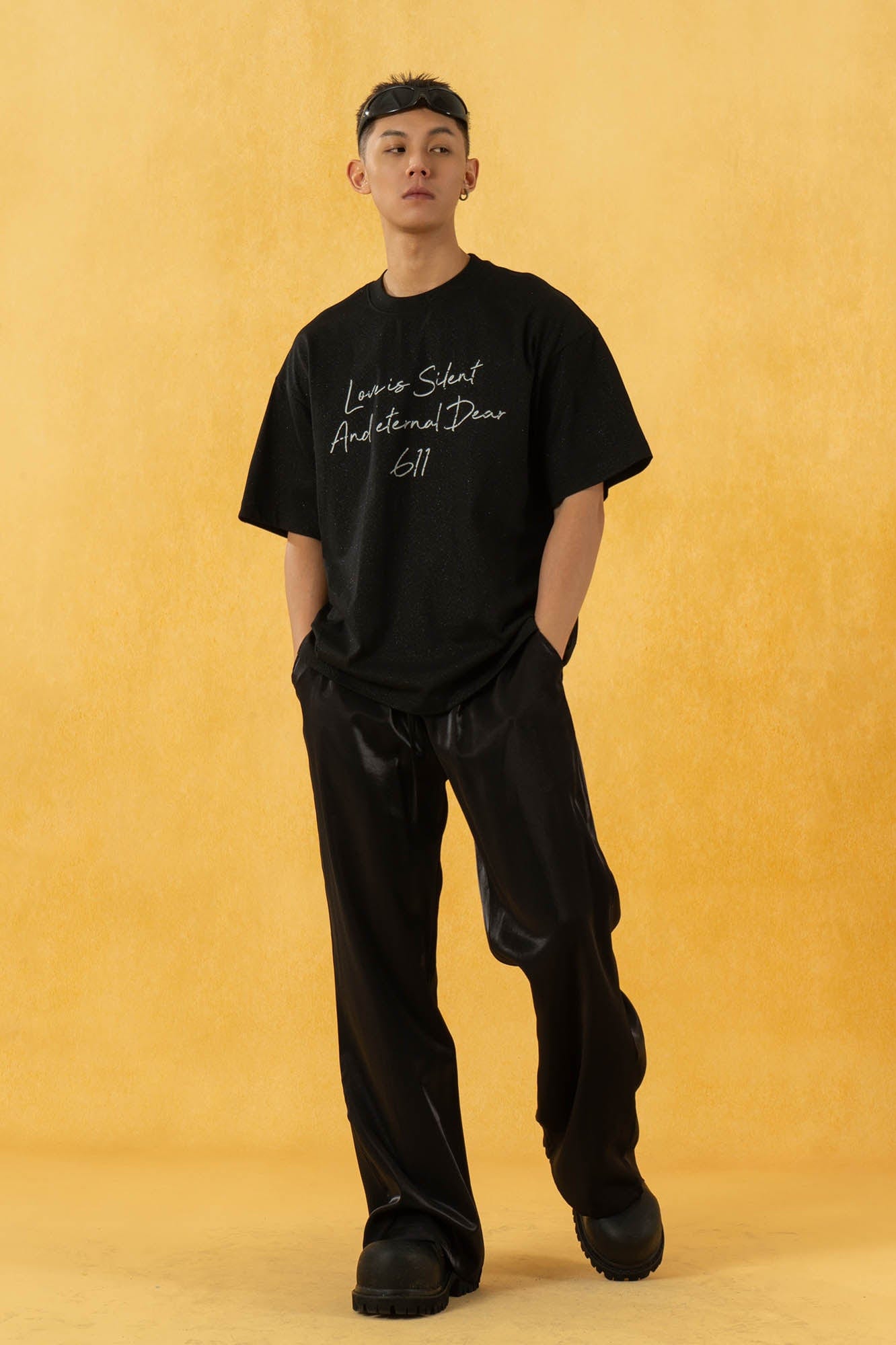 CLP Essential Slogan Glitter T-Shirt-T Shirt-S-Gray-Free Shipping Leatheretro