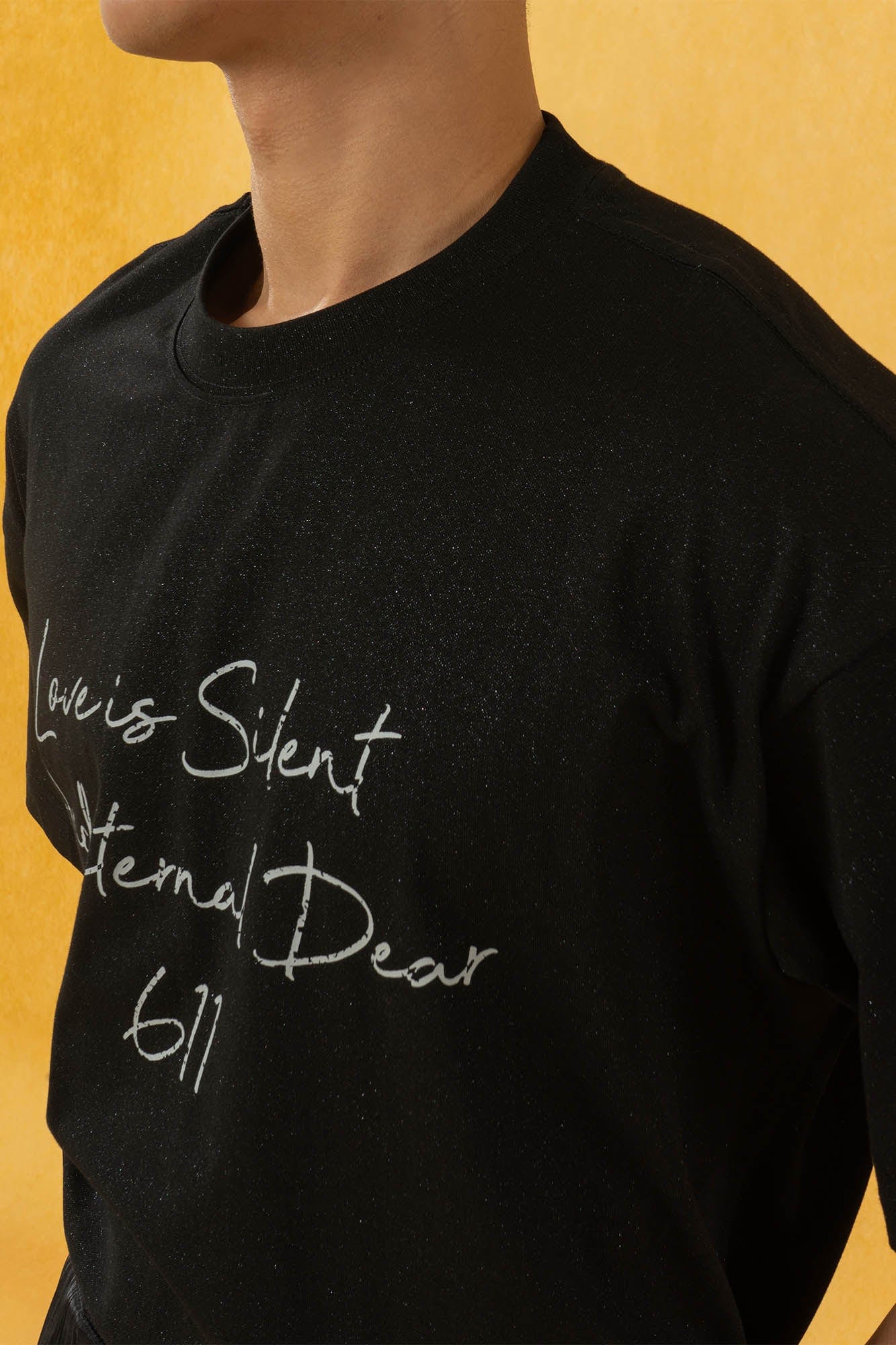 CLP Essential Slogan Glitter T-Shirt-T Shirt-S-Gray-Free Shipping Leatheretro