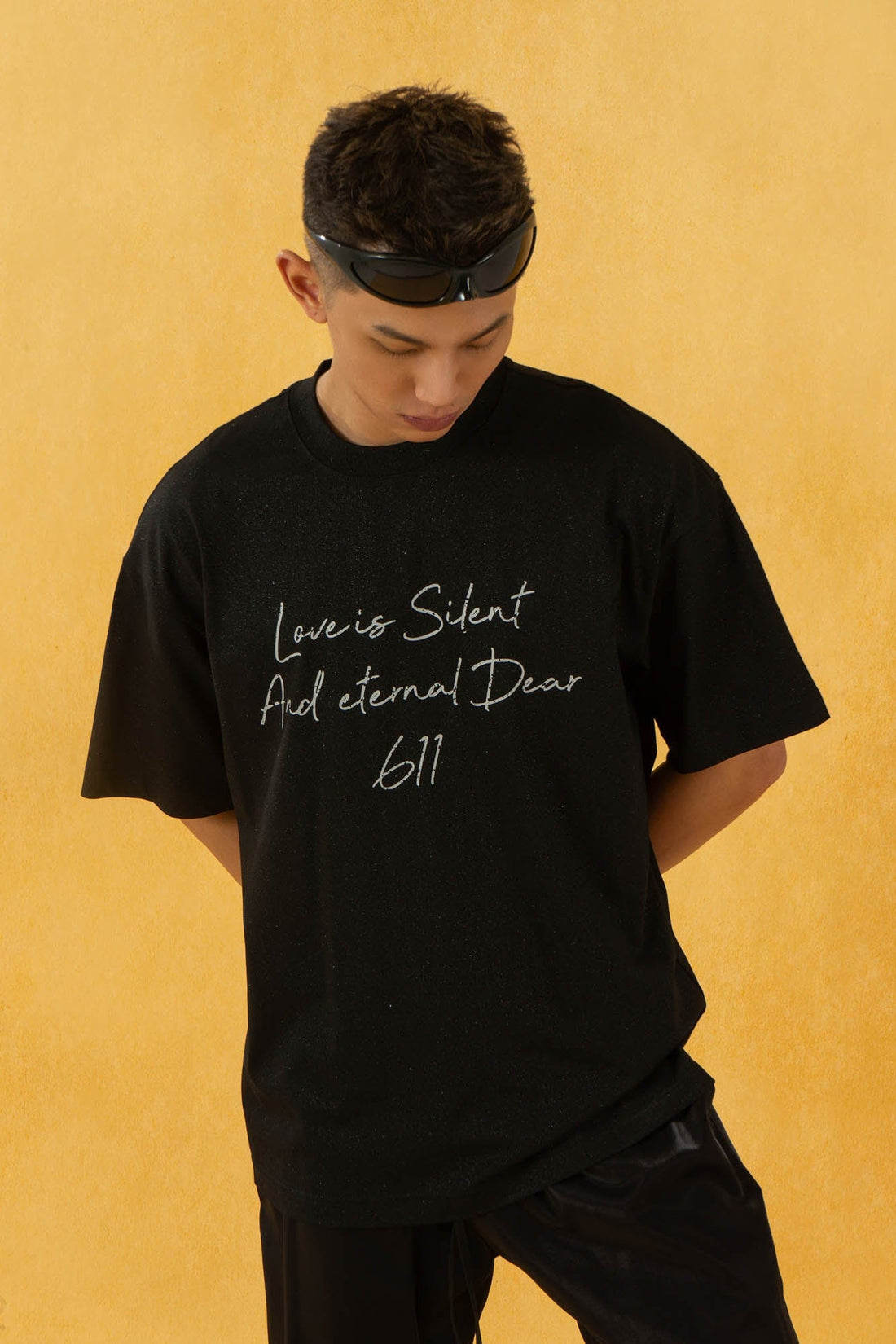 CLP Essential Slogan Glitter T-Shirt-T Shirt-S-Gray-Free Shipping Leatheretro