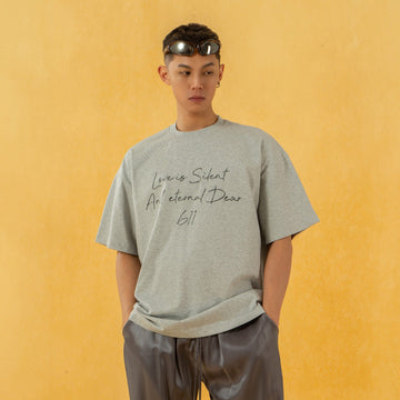 CLP Essential Slogan Glitter T-Shirt-T Shirt-S-Gray-Free Shipping Leatheretro