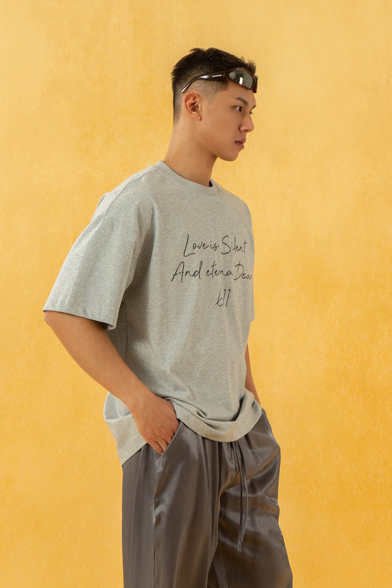 CLP Essential Slogan Glitter T-Shirt-T Shirt-S-Gray-Free Shipping Leatheretro