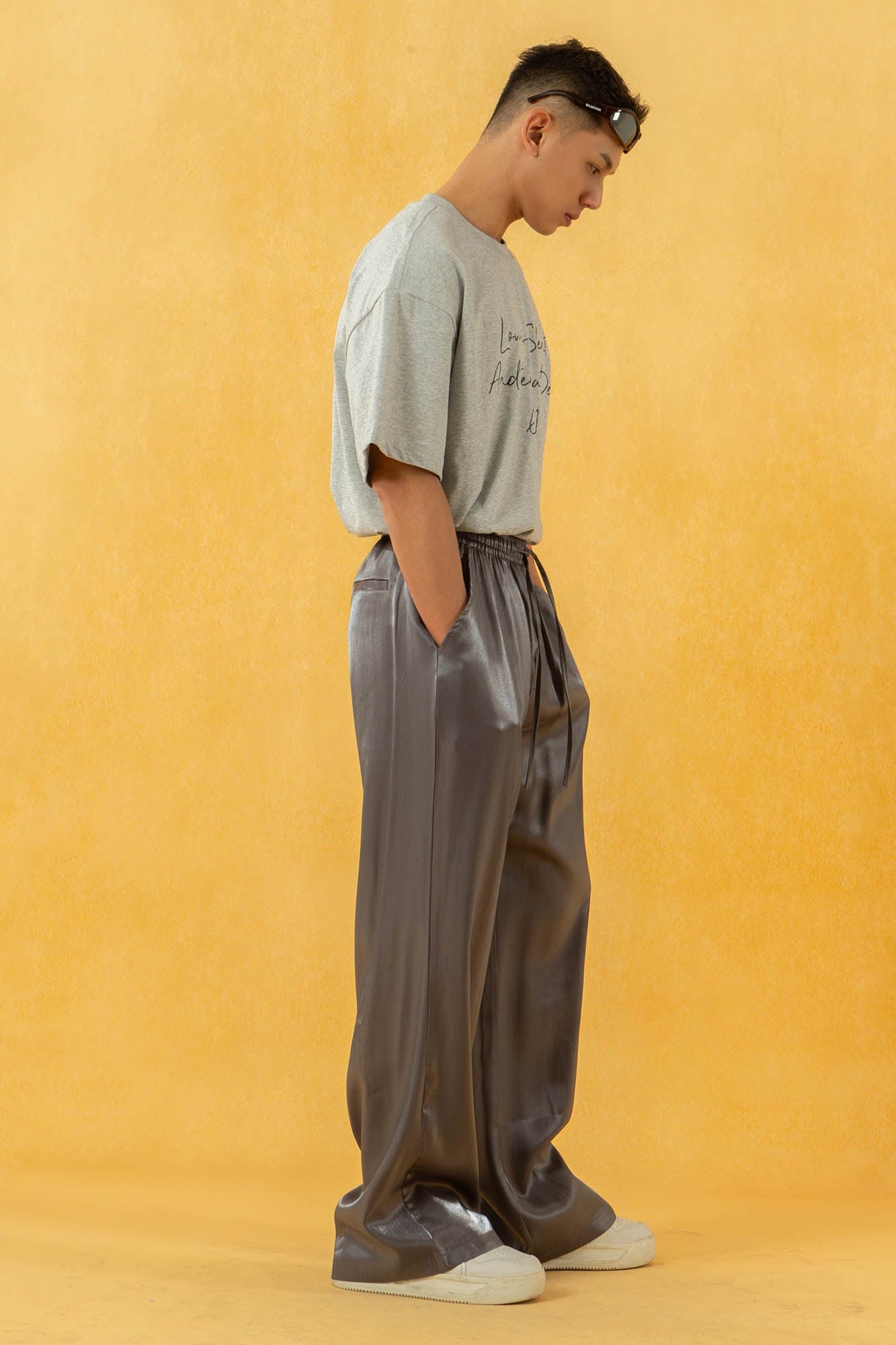 CLP Essential Slogan Glitter T-Shirt-T Shirt-S-Gray-Free Shipping Leatheretro