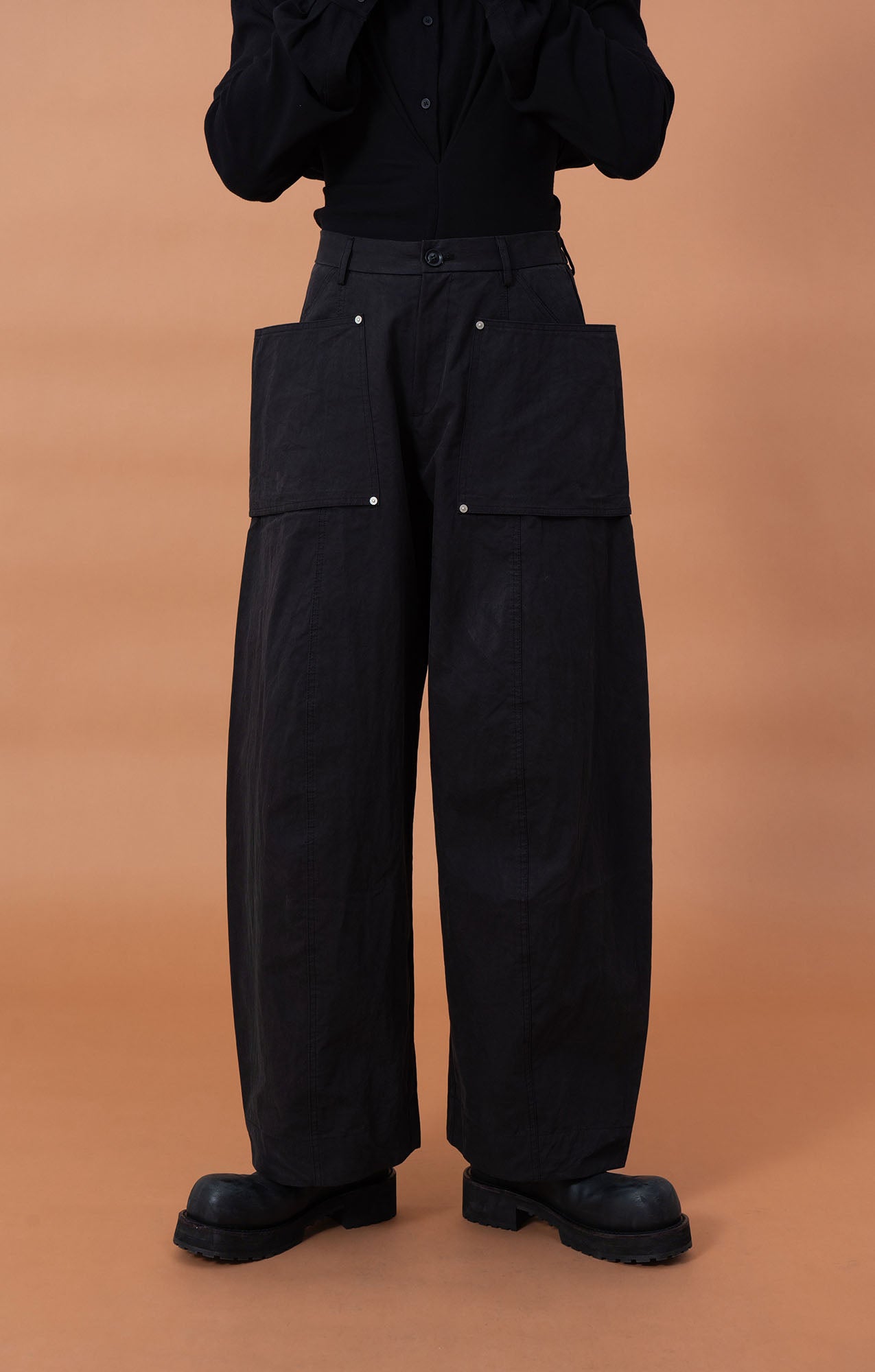 CLP Utility Big-Pocket Barrel Pants-Pants-M-Black-Free Shipping Leatheretro