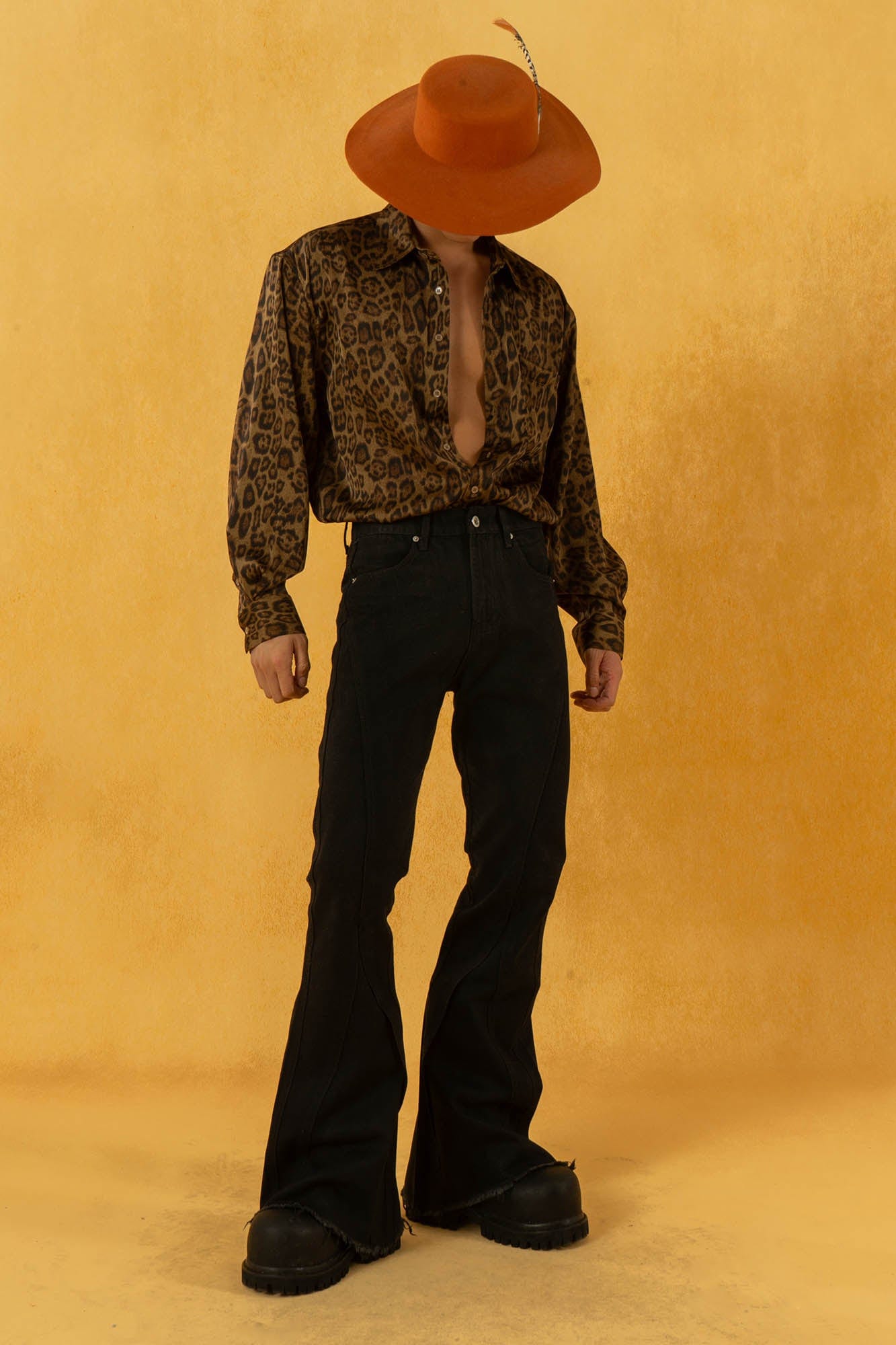 CLP Retro Frayed Slim Fit Flared Jeans-Jeans-S-Free Shipping Leatheretro