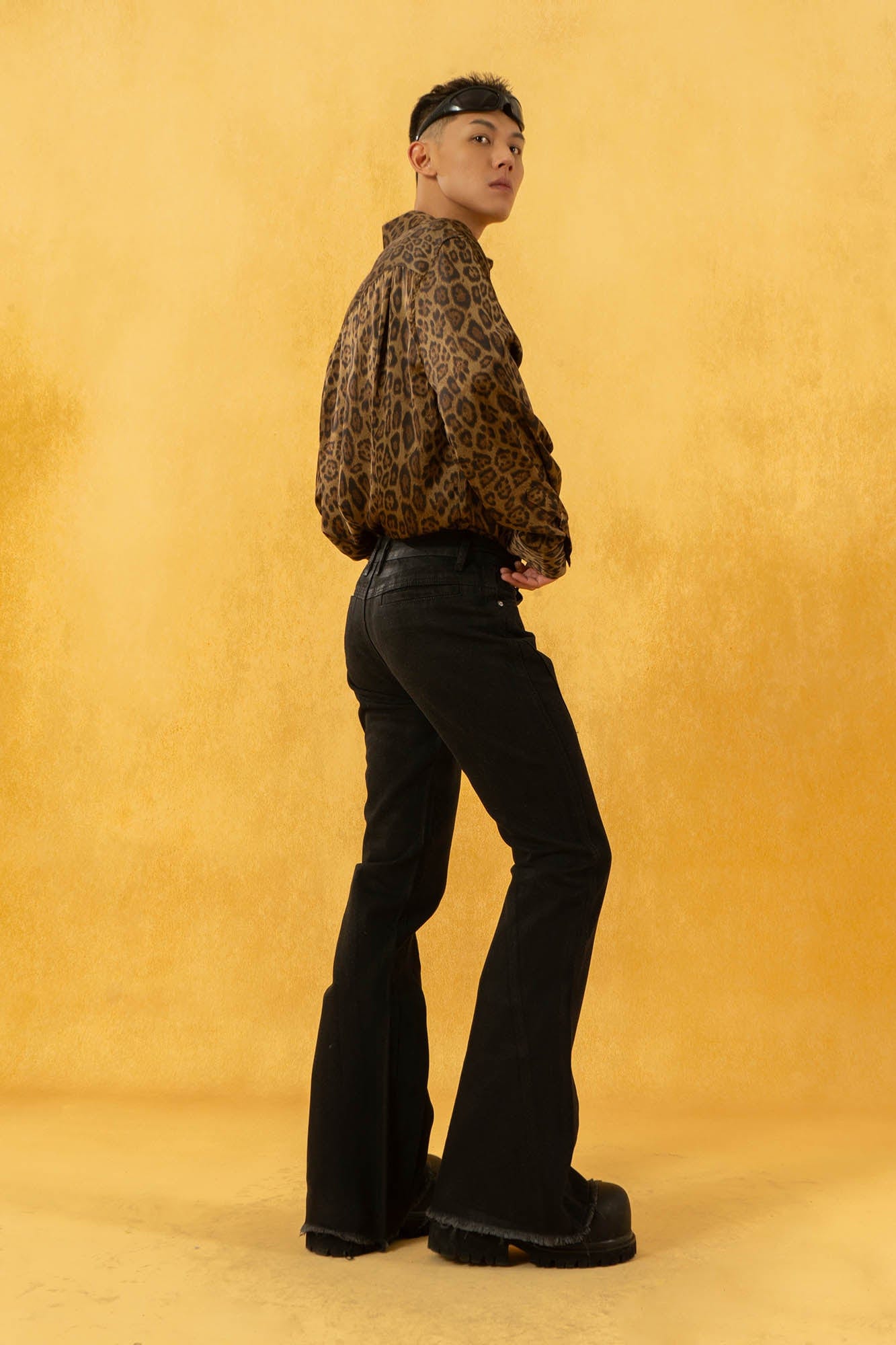 CLP Retro Frayed Slim Fit Flared Jeans-Jeans-S-Free Shipping Leatheretro