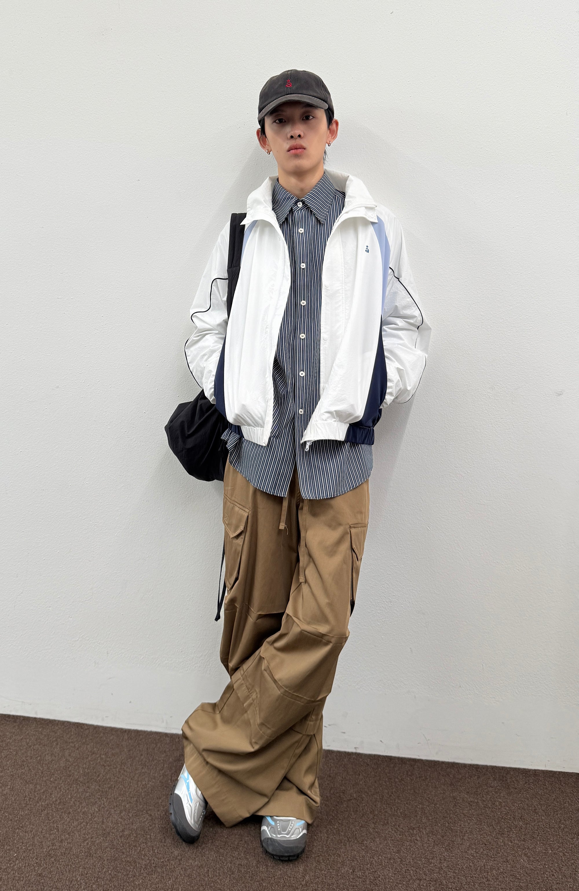 ROARINGWILD A ARCH Embroidered Graphic Raglan Jacket-Jacket-XS-Navy-Free Shipping Leatheretro