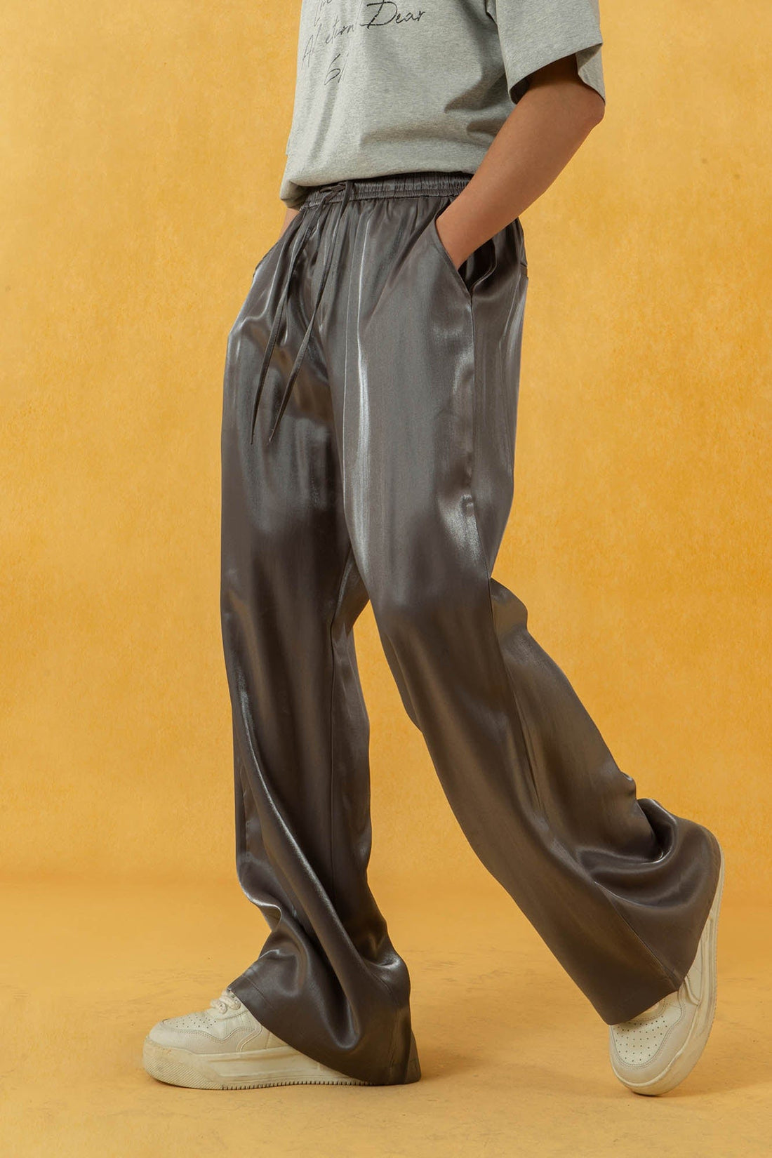 CLP The Liquid Silver Wide-Leg Pants-Pants-S-Black-Free Shipping Leatheretro