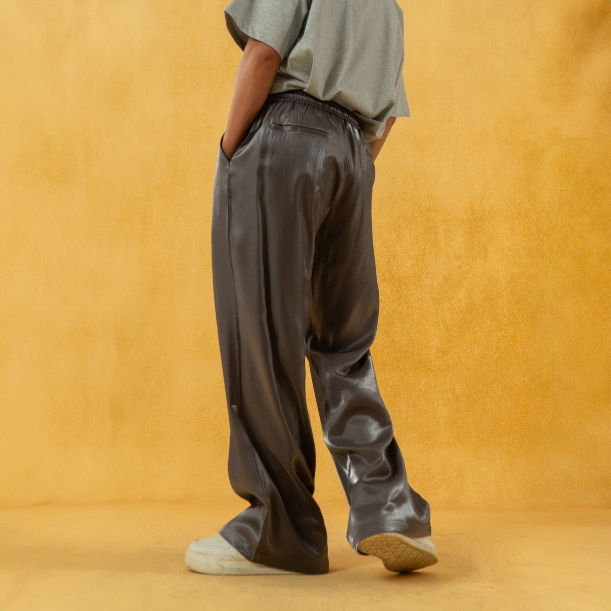 CLP The Liquid Silver Wide-Leg Pants-Pants-S-Black-Free Shipping Leatheretro