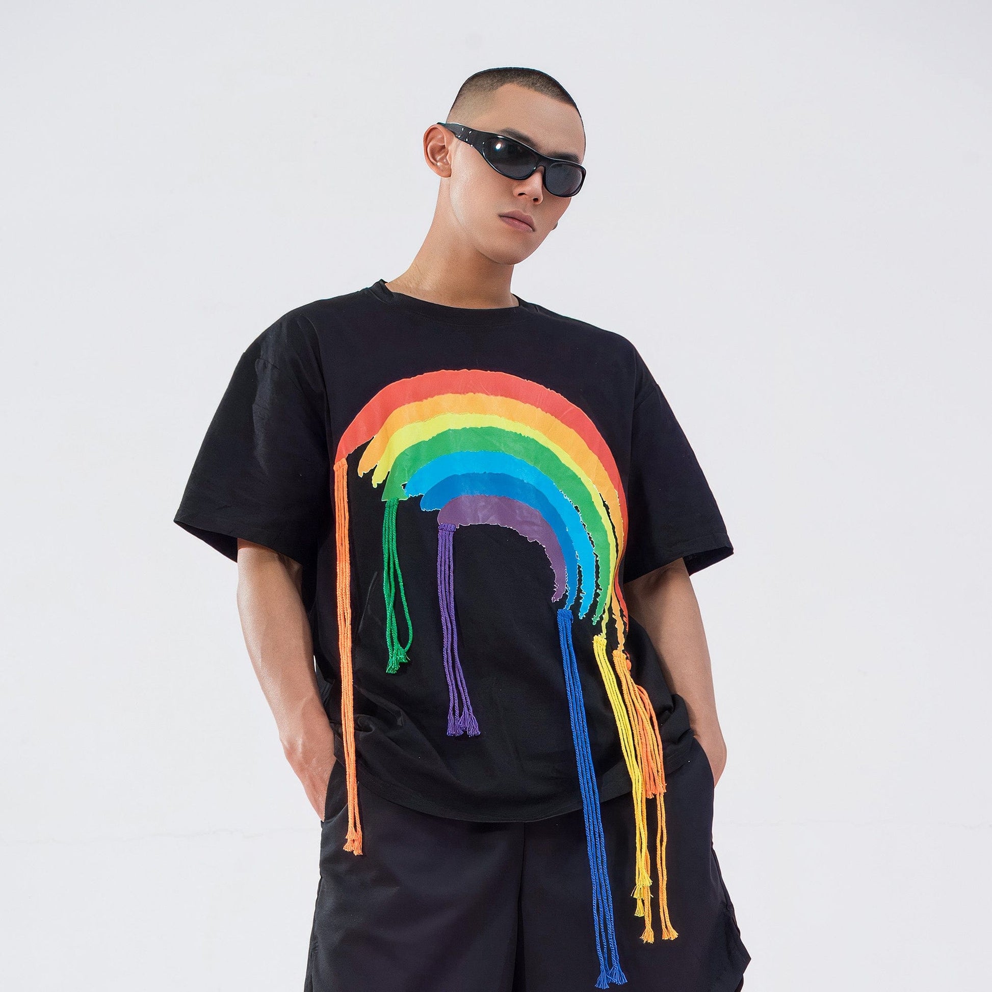 CLP Rainbow Tassel T-Shirt-T Shirt-M-Black-Free Shipping Leatheretro