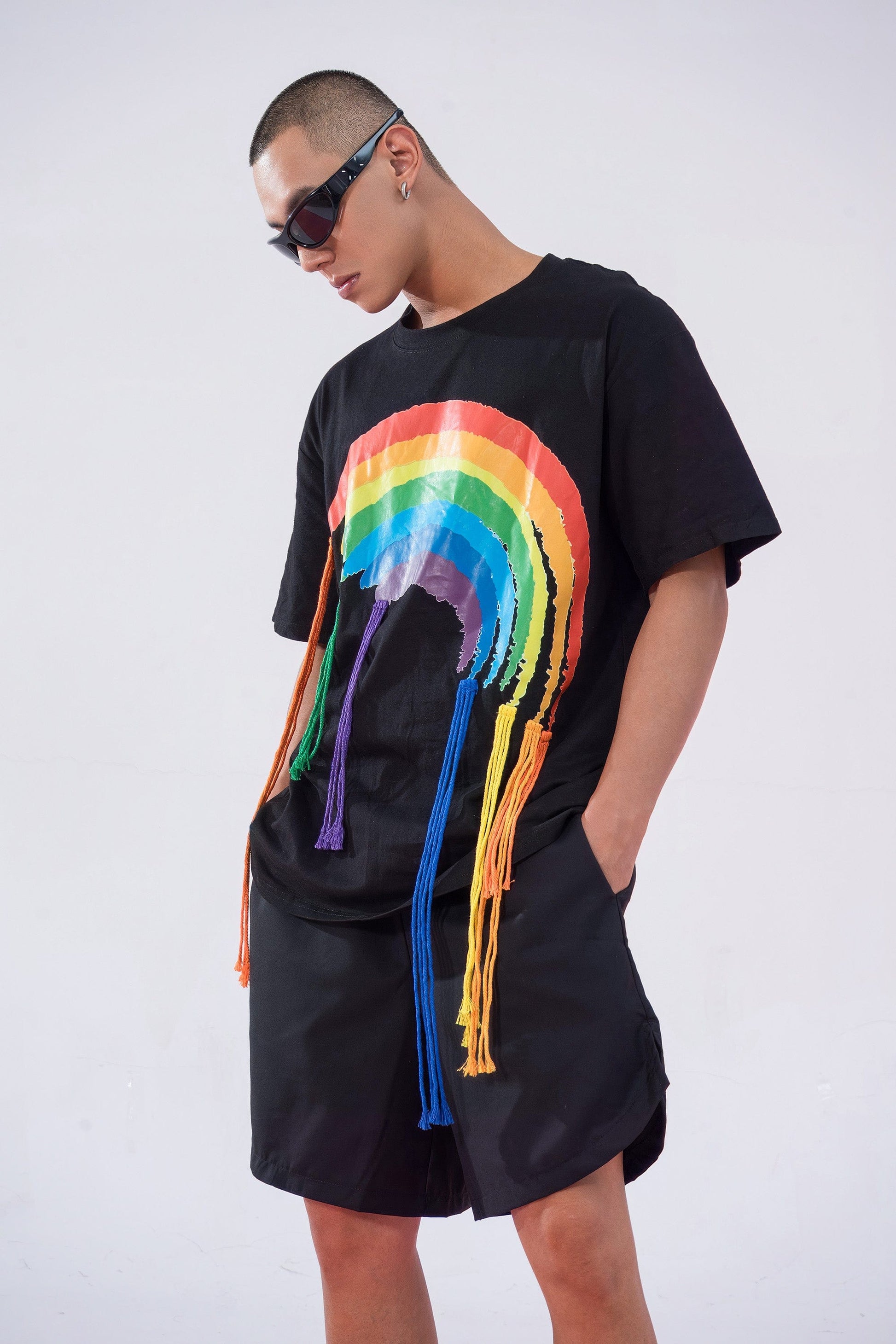 CLP Rainbow Tassel T-Shirt-T Shirt-M-Black-Free Shipping Leatheretro