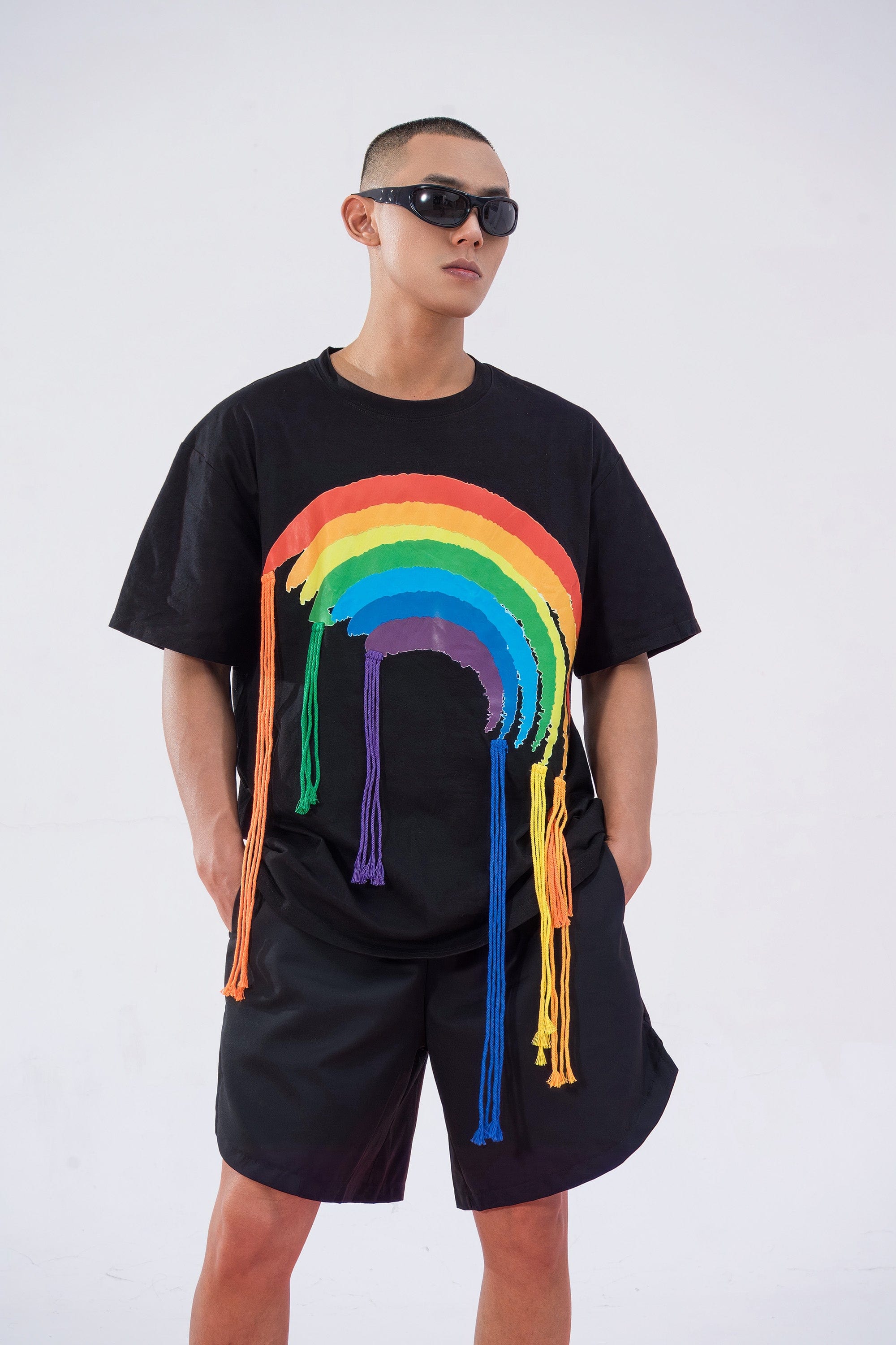 CLP Rainbow Tassel T-Shirt-T Shirt-M-Black-Free Shipping Leatheretro