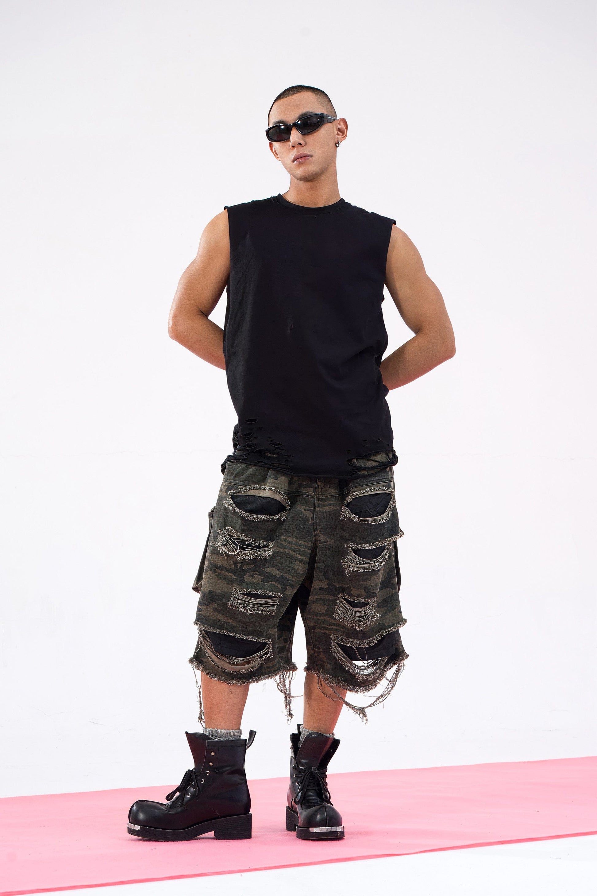 CLP Ripped Tank Top-Tank Top-M-White-Free Shipping Leatheretro