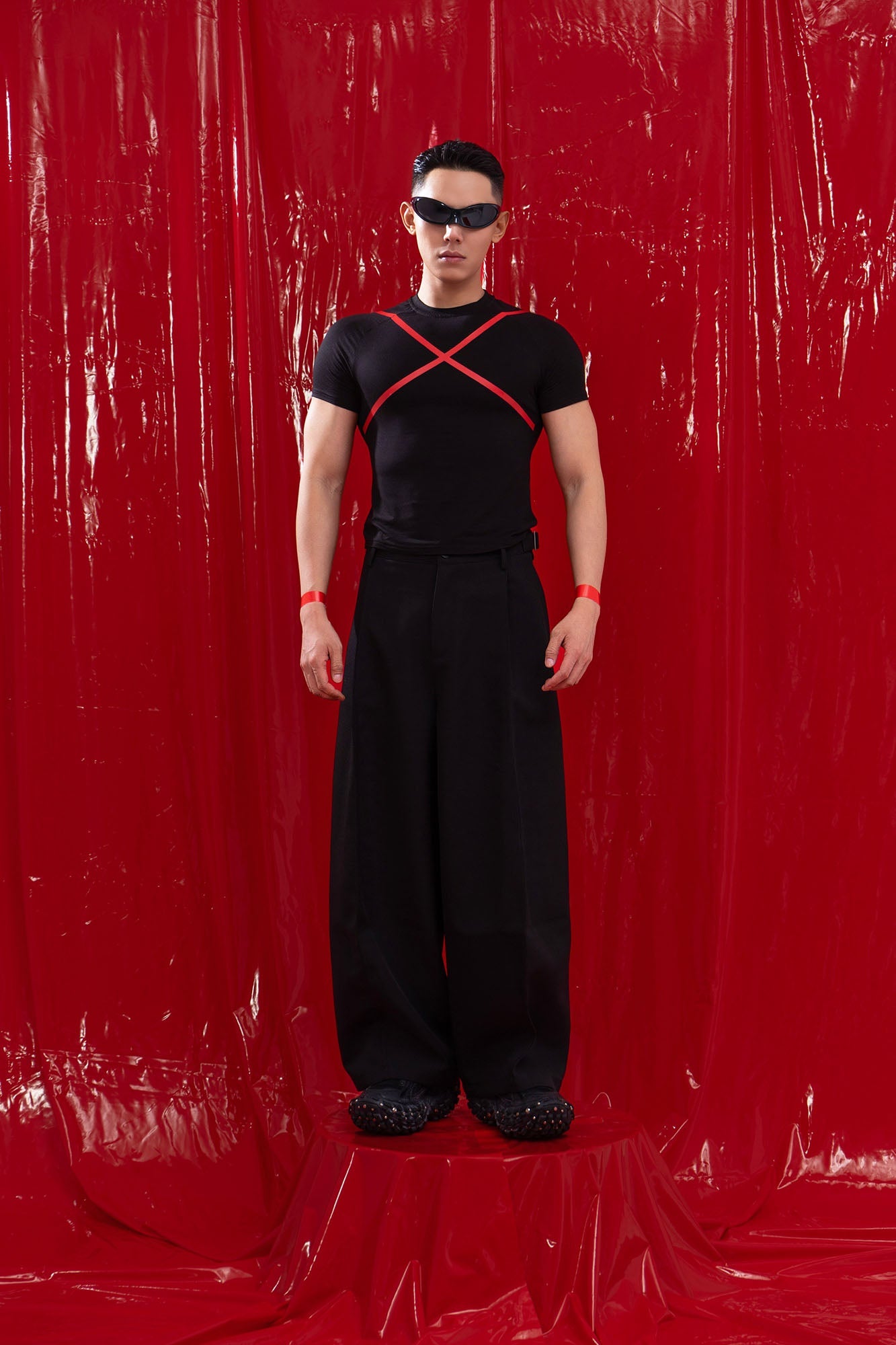 CLP Slim Contrast Cross T-Shirt-T Shirt-S-Free Shipping Leatheretro