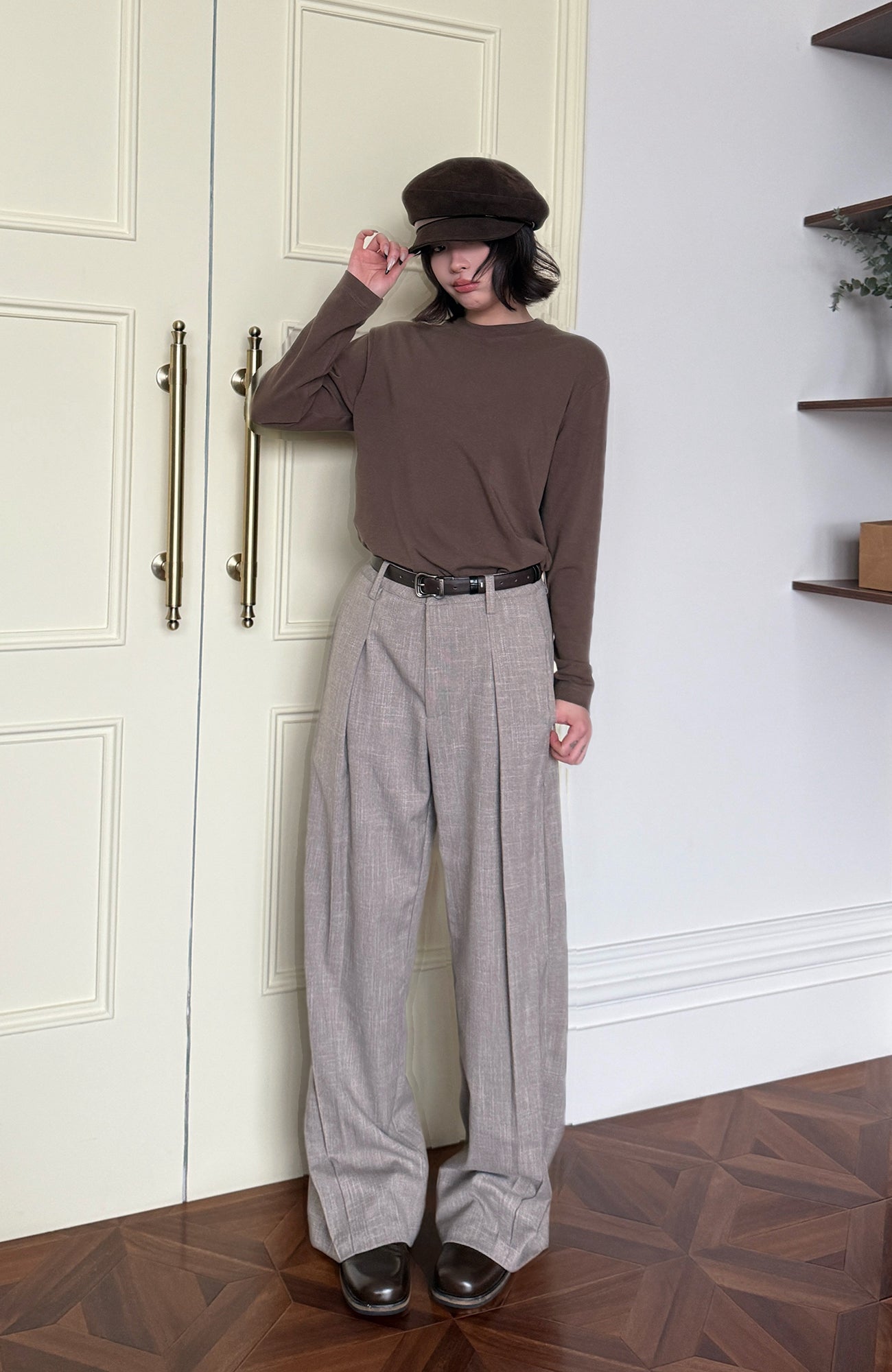 OKAYTHXBYE Essential Pleated Wide-Leg Trousers-Pants-S-Black-Free Shipping Leatheretro