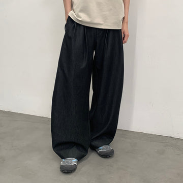 ROARINGWILD A ARCH Embroidered LOGO Draped Oversized Pants-Pants-XS-Black-Free Shipping Leatheretro