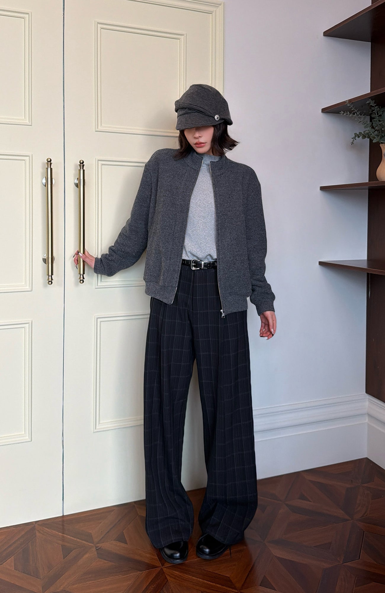 OKAYTHXBYE Retro Checks Pleated Trousers-Pants-S-Free Shipping Leatheretro