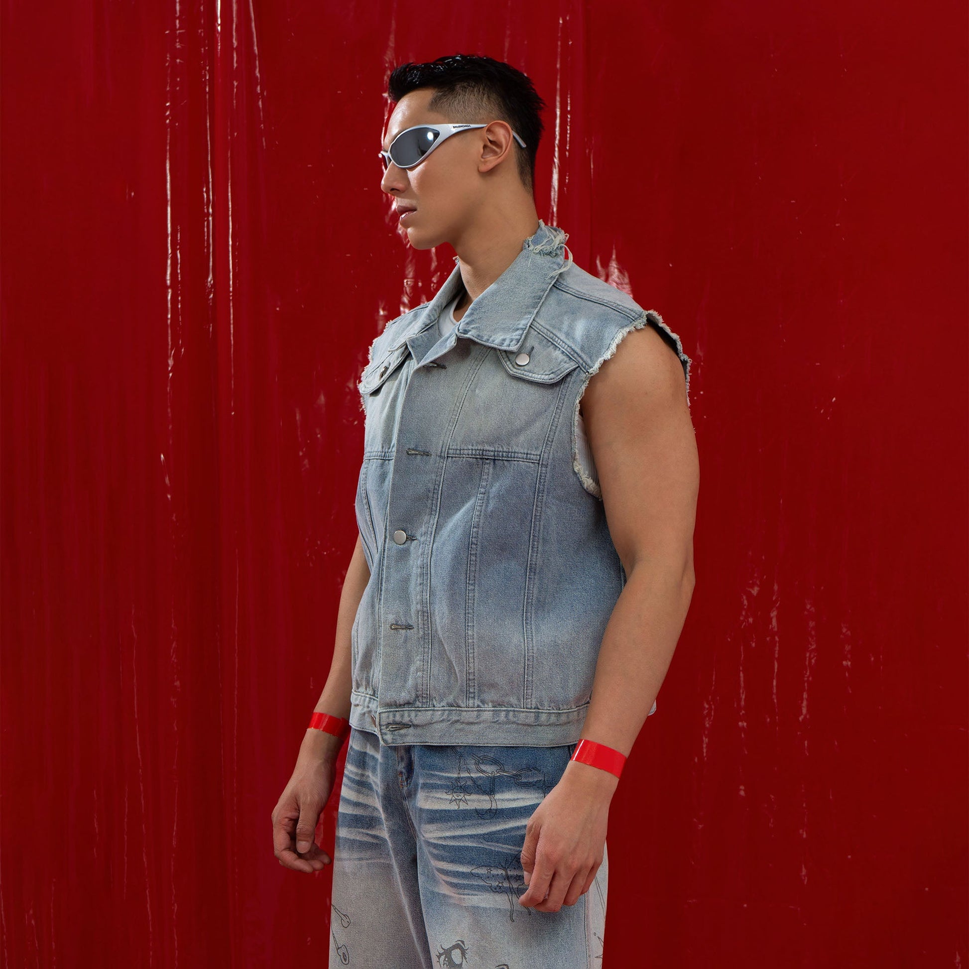 CLP Washed Frayed-Hem Vest-Vest-M (Preorder)-Free Shipping Leatheretro