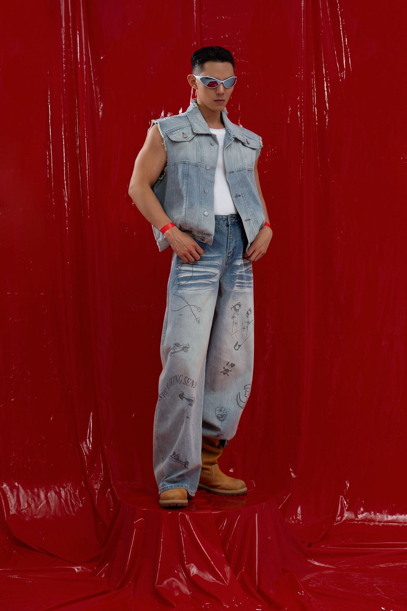 CLP Washed Frayed-Hem Vest-Vest-M (Preorder)-Free Shipping Leatheretro