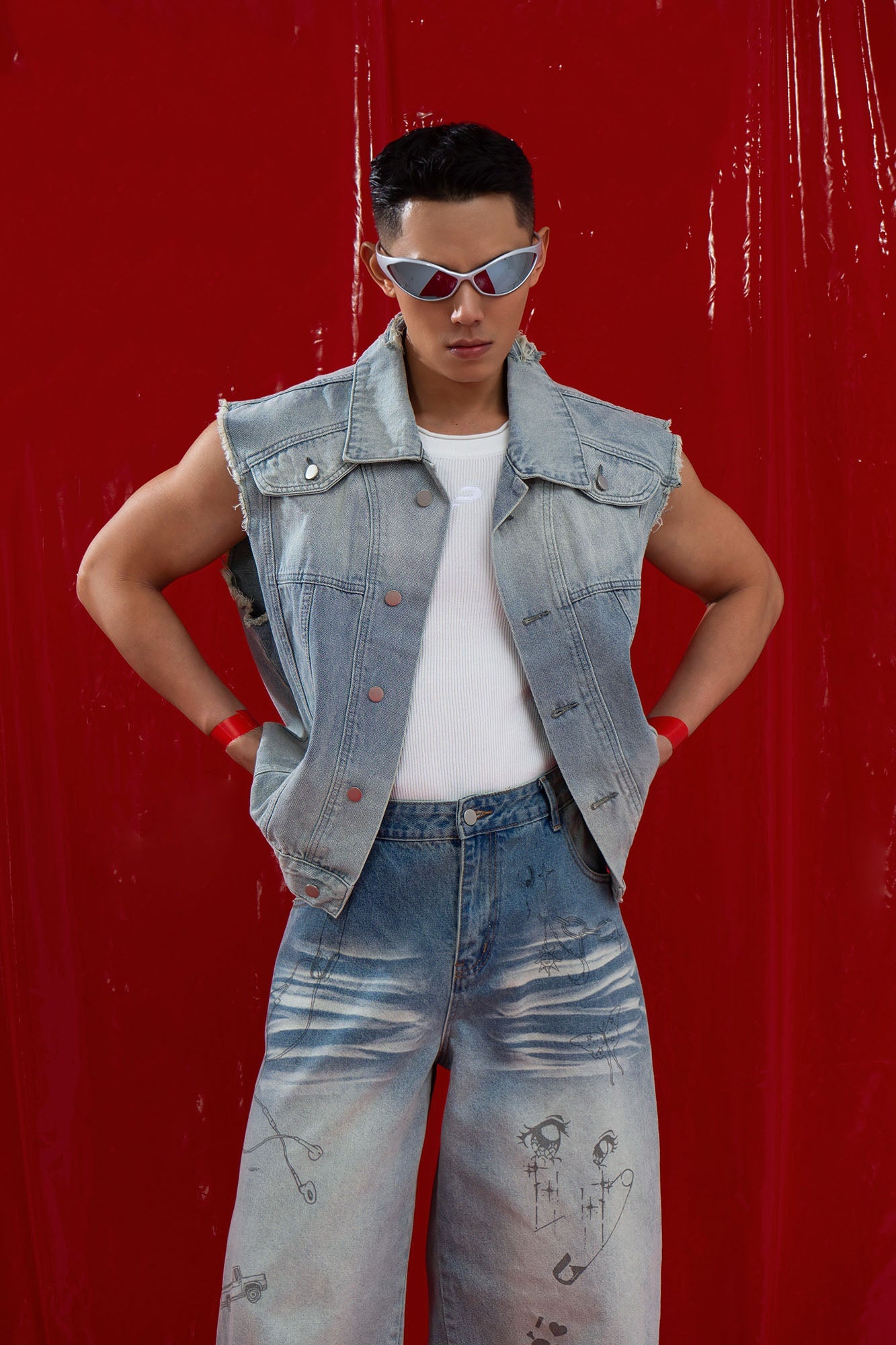 CLP Washed Frayed-Hem Vest-Vest-M (Preorder)-Free Shipping Leatheretro