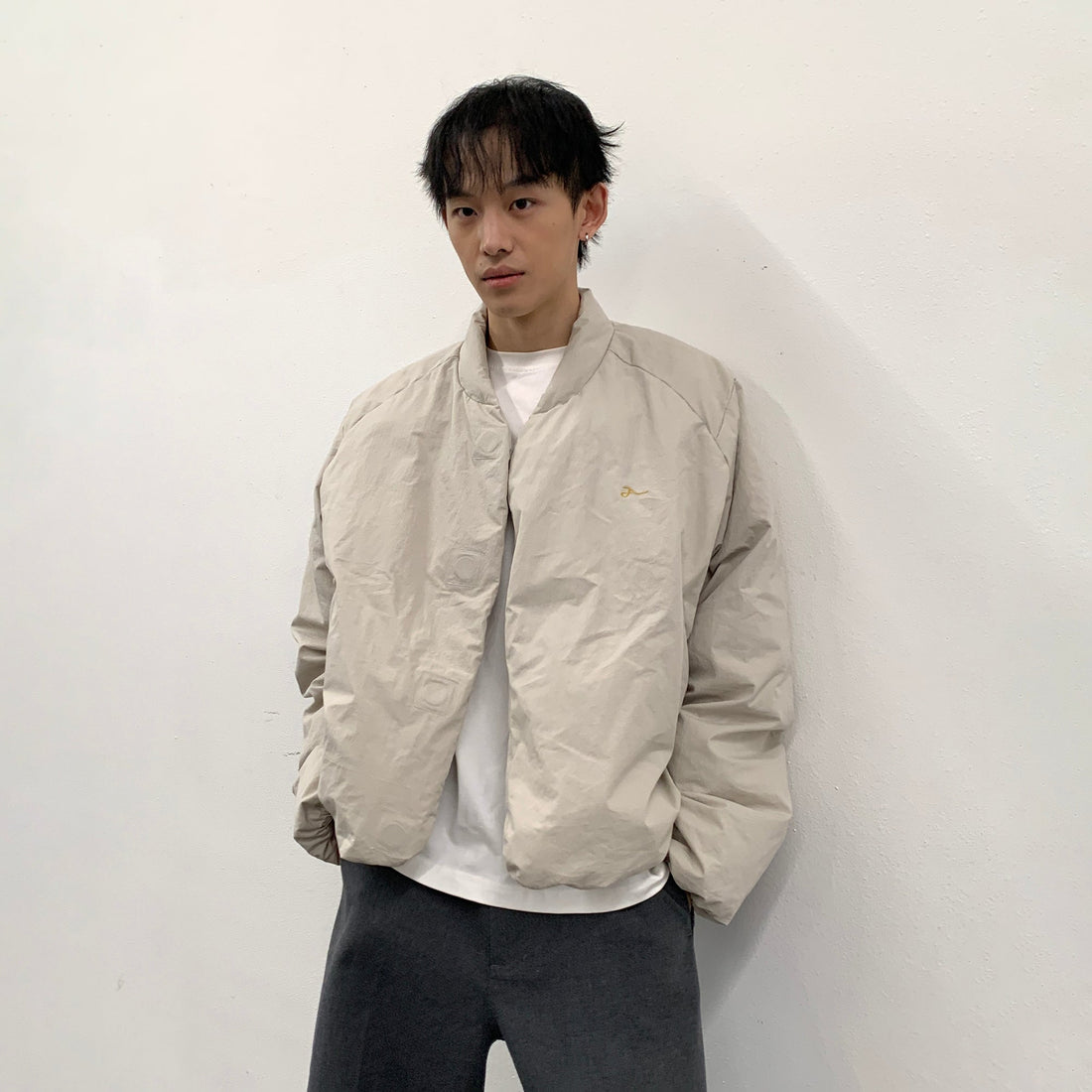 ROARINGWILD A ARCH Minimal Hidden Snap Puffer Jacket-Jacket-XS-Apricot-Free Shipping Leatheretro