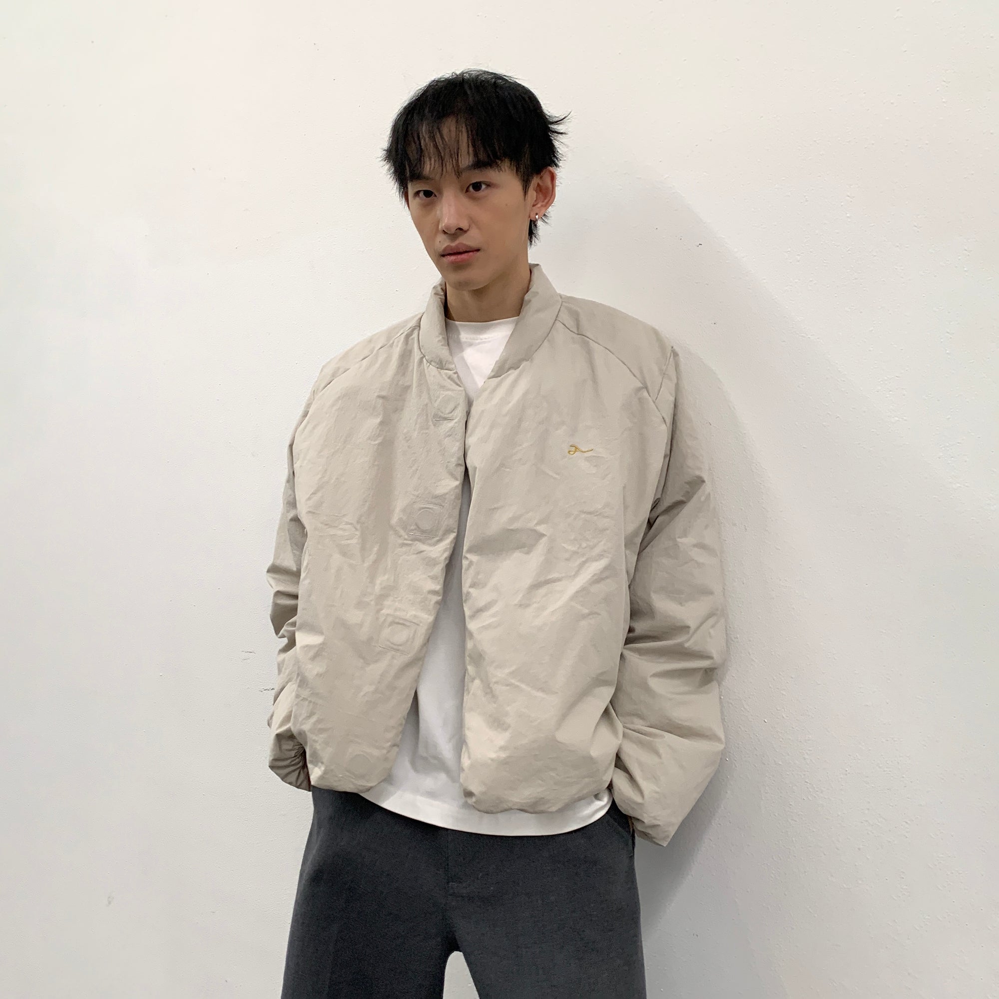 ROARINGWILD A ARCH Minimal Hidden Snap Puffer Jacket-Jacket-XS-Apricot-Free Shipping Leatheretro