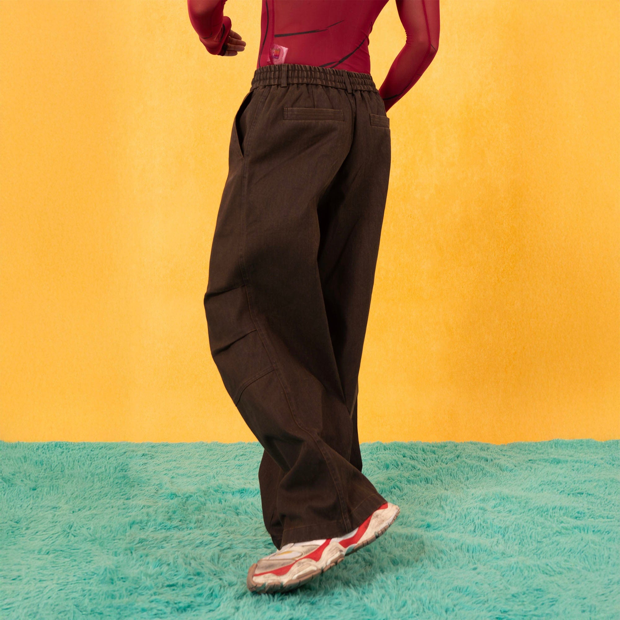 CLP Retro Pleated Knee Drawstring Oversized Jeans-Jeans-S-Coffee-Free Shipping Leatheretro