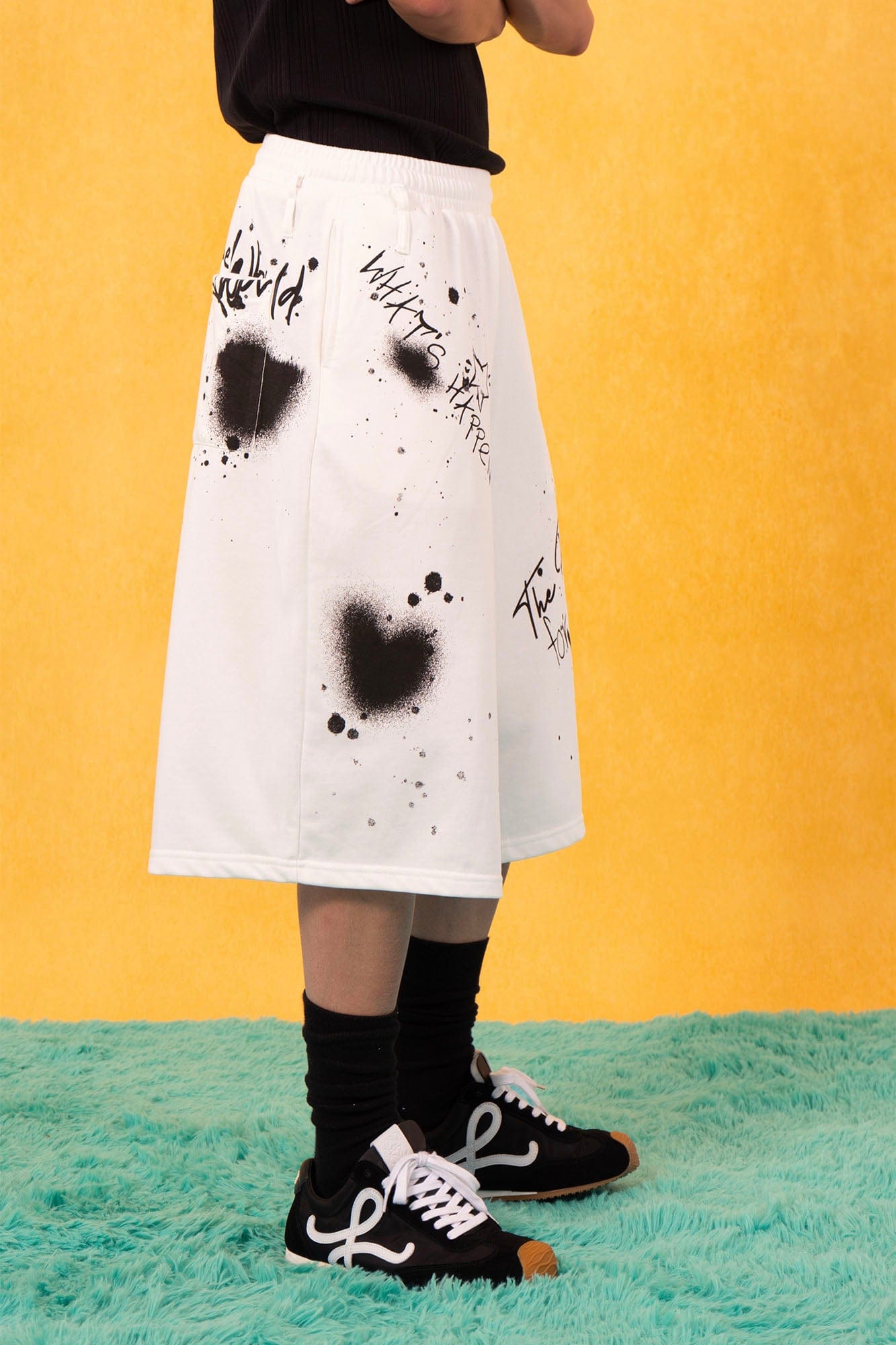 CLP Graffiti Spray Sweat Shorts-Shorts-S-White-Free Shipping Leatheretro