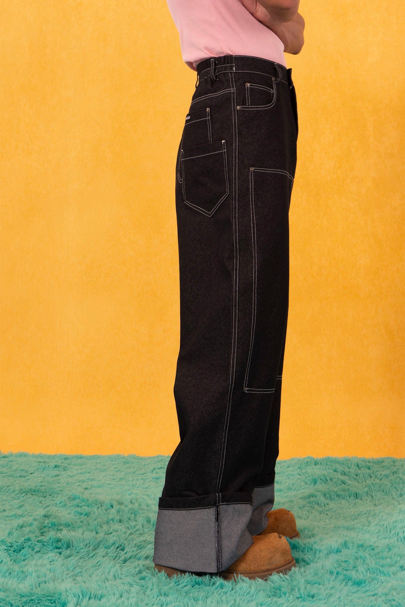 CLP Retro Double-Knee Fold Hem Raw Jeans-Jeans-M-Free Shipping Leatheretro