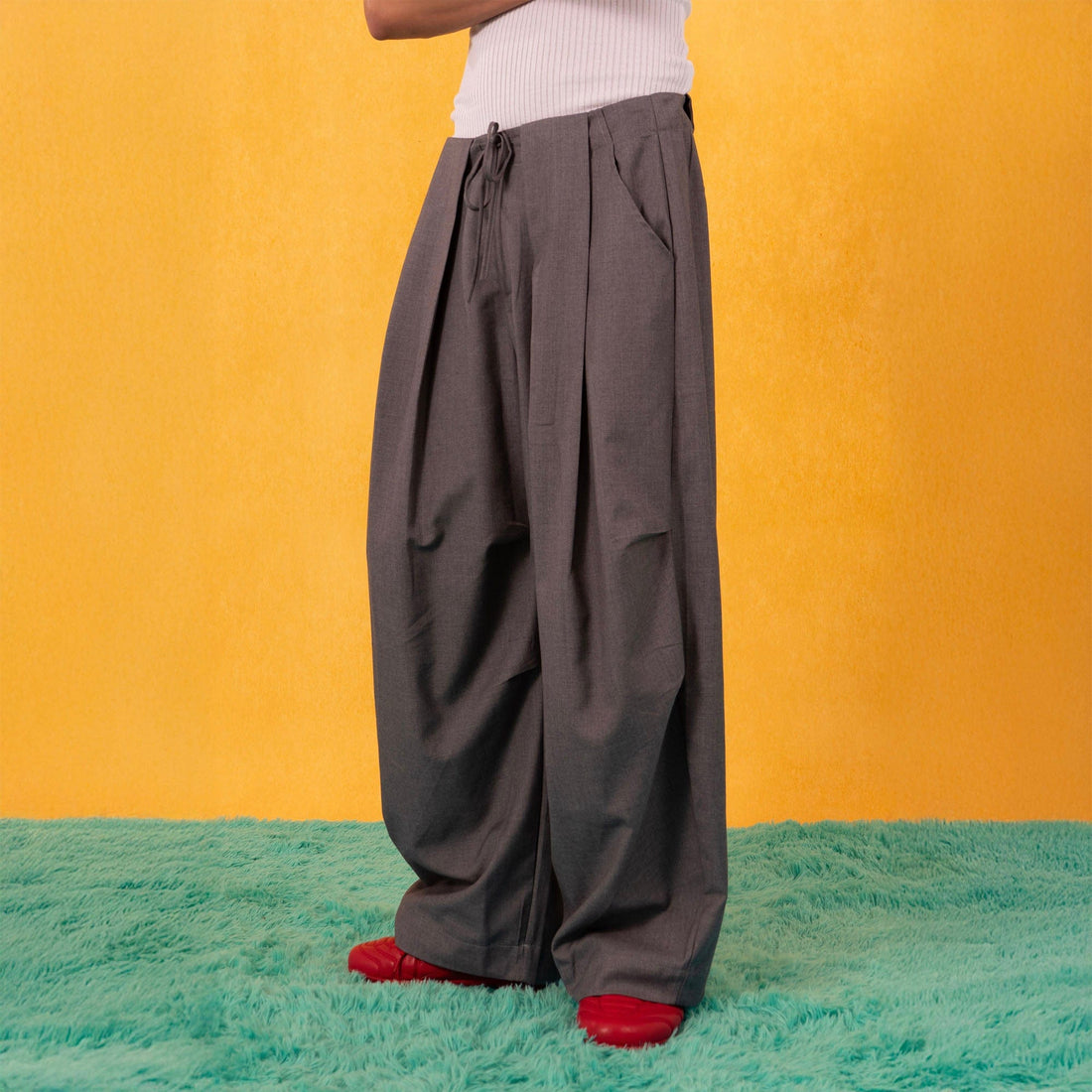 CLP Essential Pleated Drawstring Oversized Trousers-Pants-S-Free Shipping Leatheretro