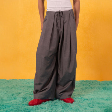 CLP Essential Pleated Drawstring Oversized Trousers-Pants-S-Free Shipping Leatheretro