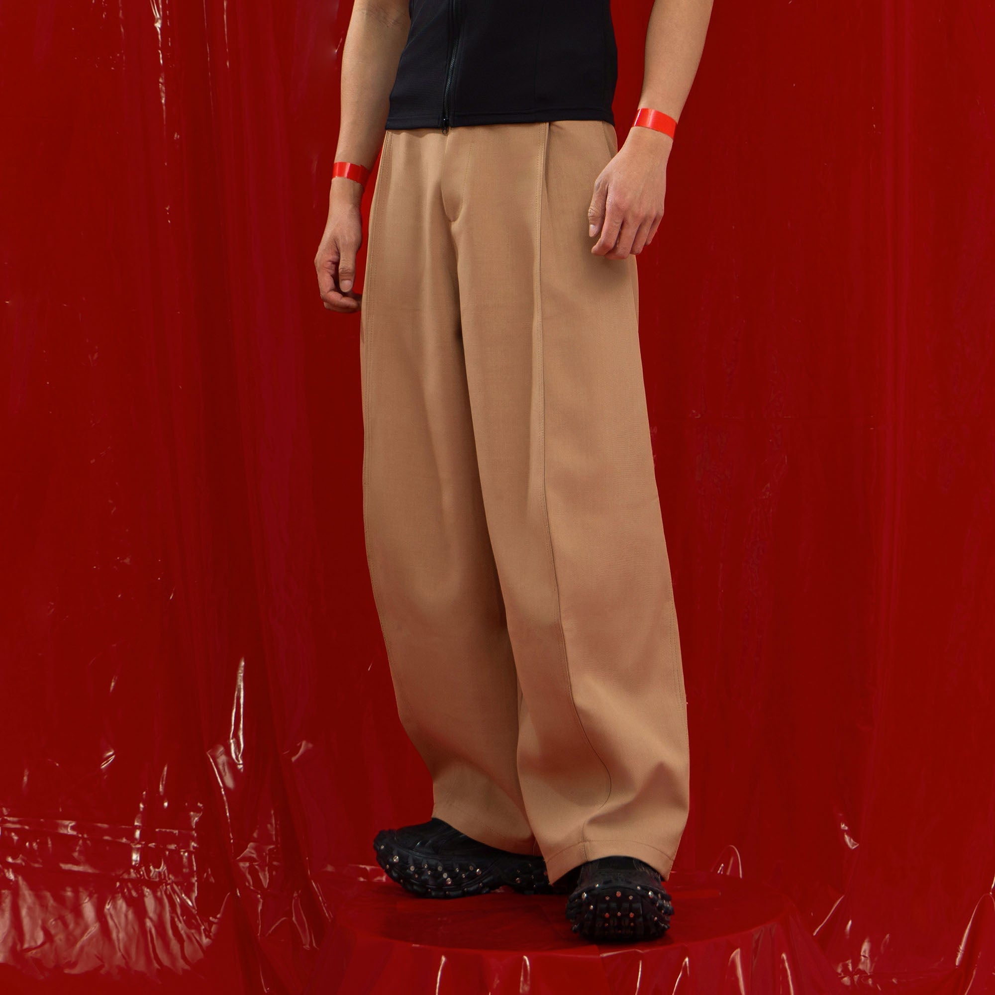 CLP Classic Pleats Oversized Pants-Pants-M-Brown-Free Shipping Leatheretro