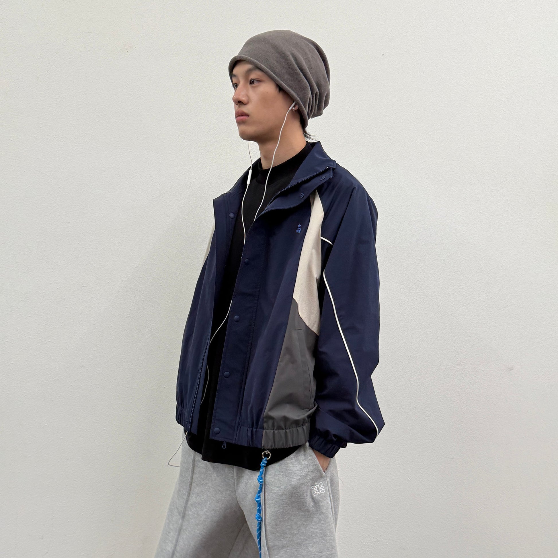 ROARINGWILD A ARCH Embroidered Graphic Raglan Jacket-Jacket-XS-Navy-Free Shipping Leatheretro