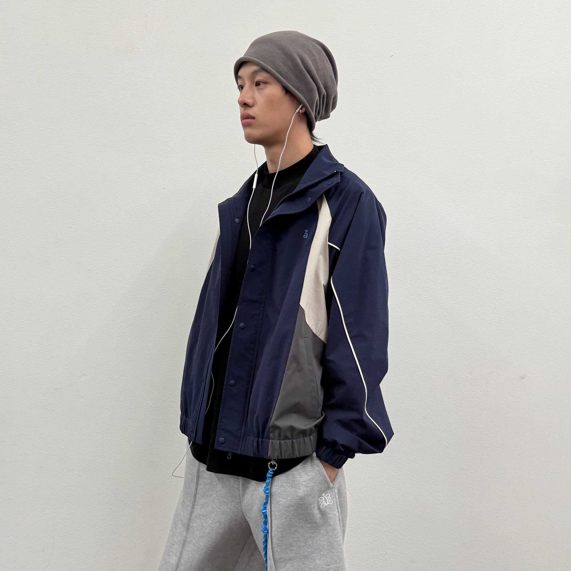 ROARINGWILD A ARCH Embroidered Graphic Raglan Jacket-Jacket-XS-Navy-Free Shipping Leatheretro