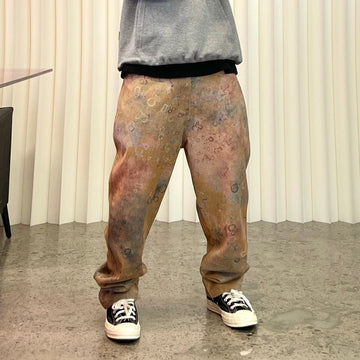 ME DA IGUAL Washed Tie-Dye Bubble Graphic Jeans-Jeans-M-Free Shipping Leatheretro