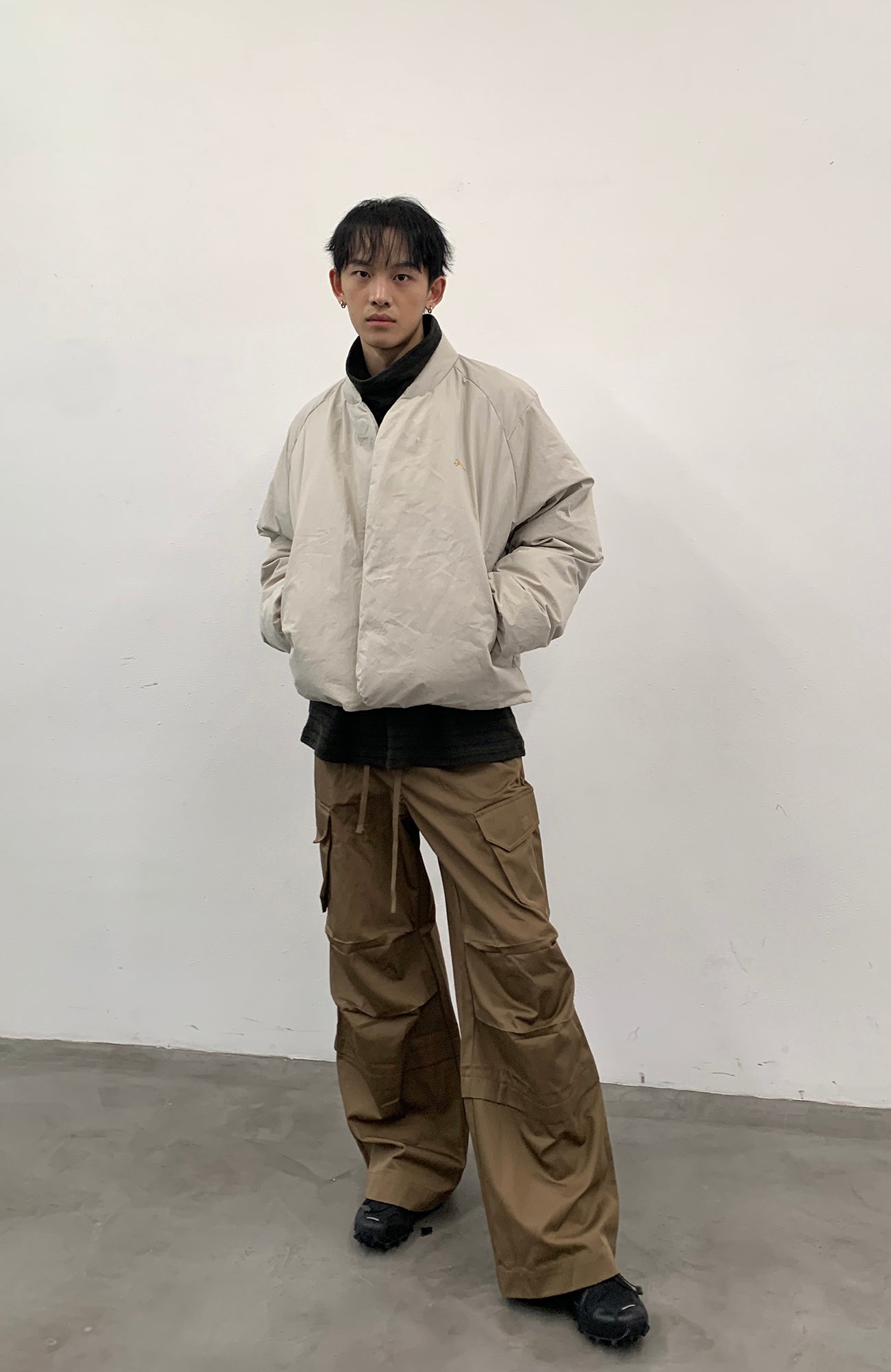 ROARINGWILD A ARCH Minimal Hidden Snap Puffer Jacket-Jacket-XS-Apricot-Free Shipping Leatheretro