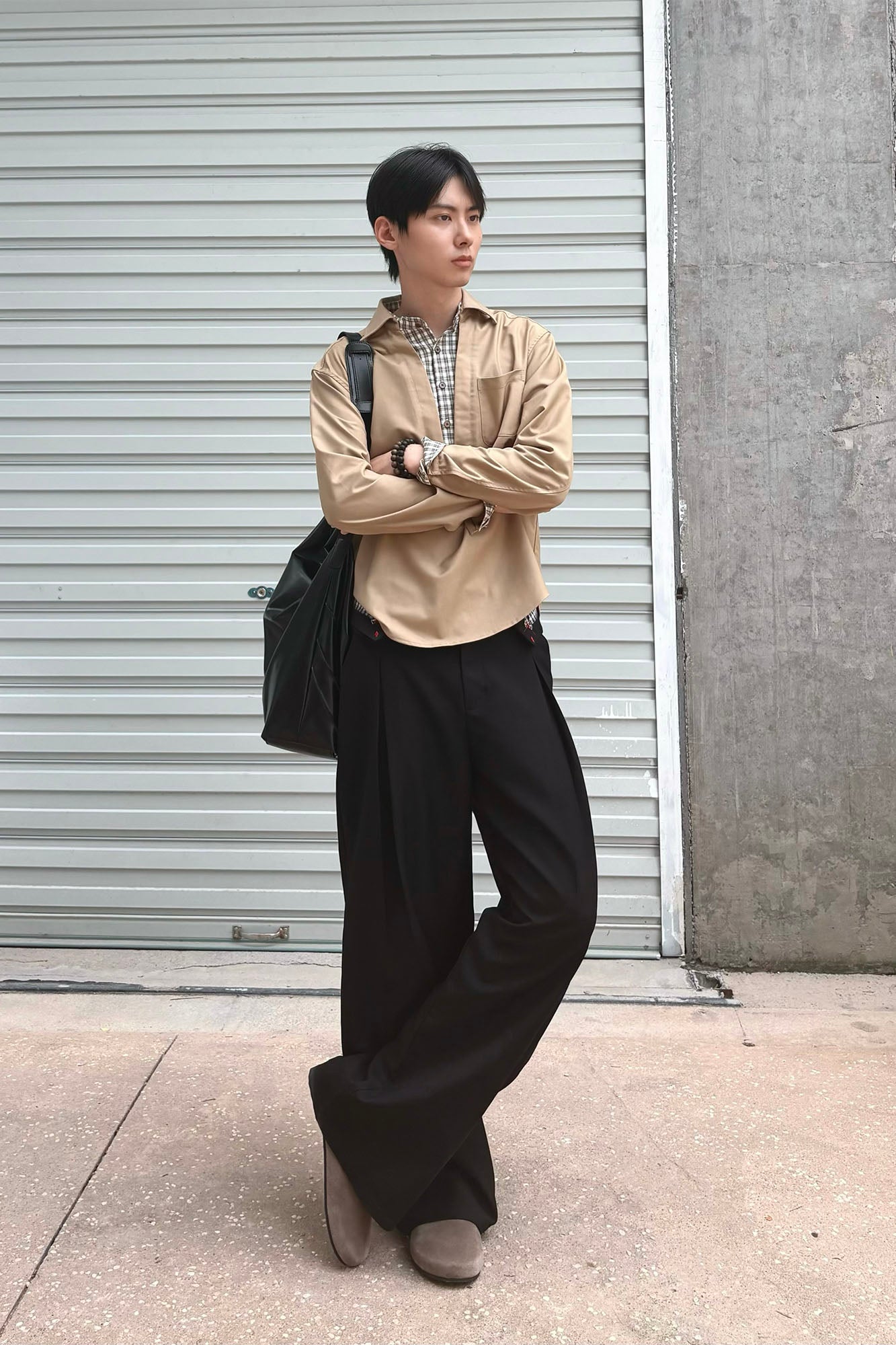 KREATE Faux Layered Plaid V-Neck Shirt-Shirt-S-Free Shipping Leatheretro