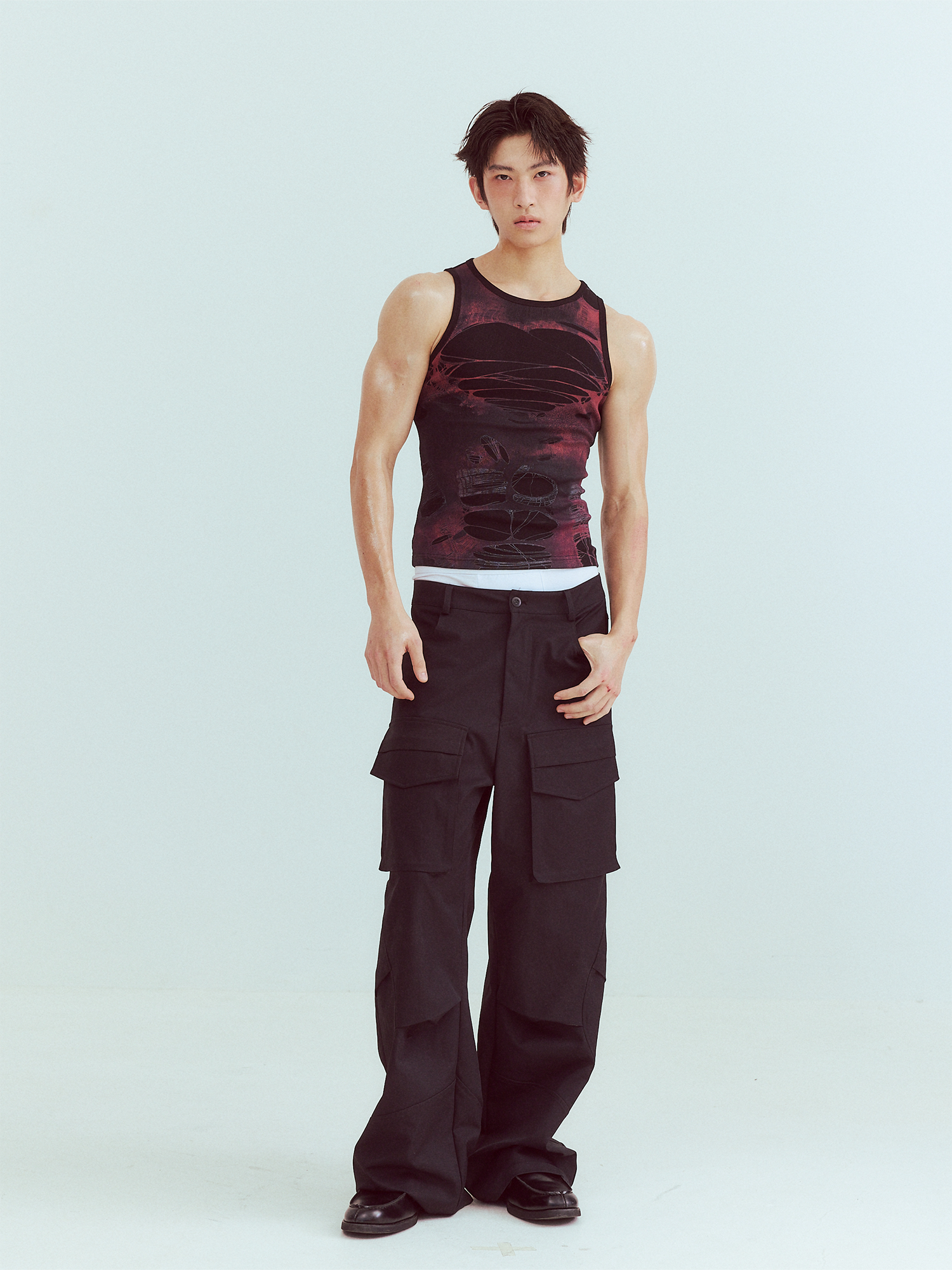 KADAKADA Distressed Graphic Ribbed Tank Top-Tank Top-S (Preorder)-Brown-Free Shipping Leatheretro
