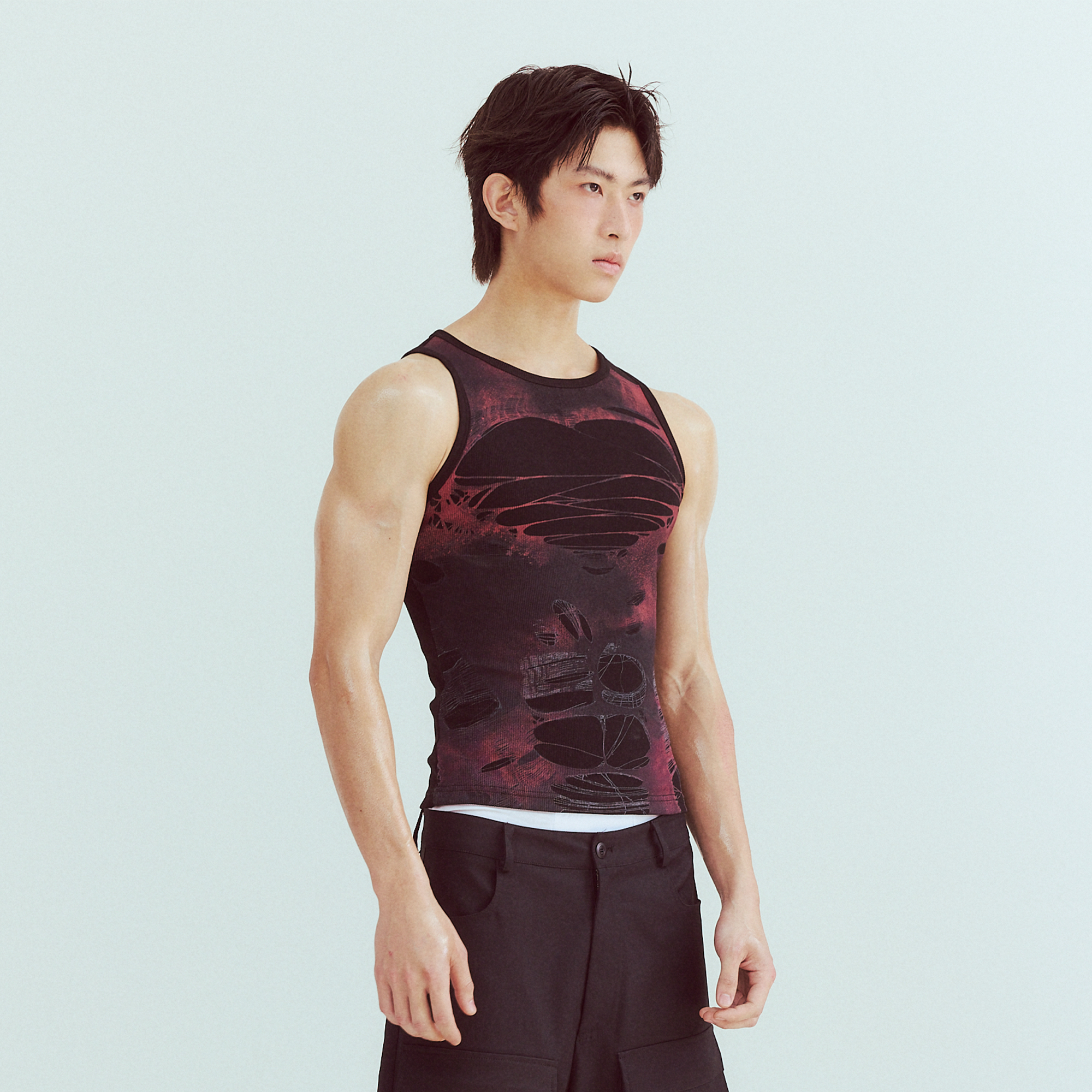 KADAKADA Distressed Graphic Ribbed Tank Top-Tank Top-S (Preorder)-Brown-Free Shipping Leatheretro