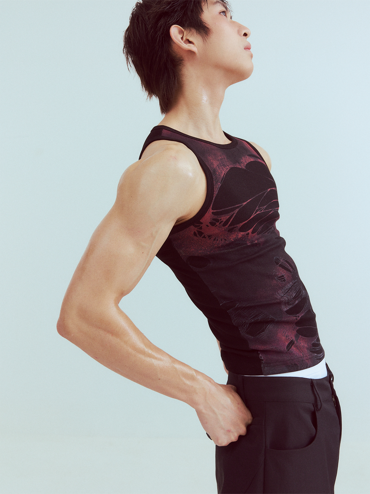 KADAKADA Distressed Graphic Ribbed Tank Top-Tank Top-S (Preorder)-Brown-Free Shipping Leatheretro