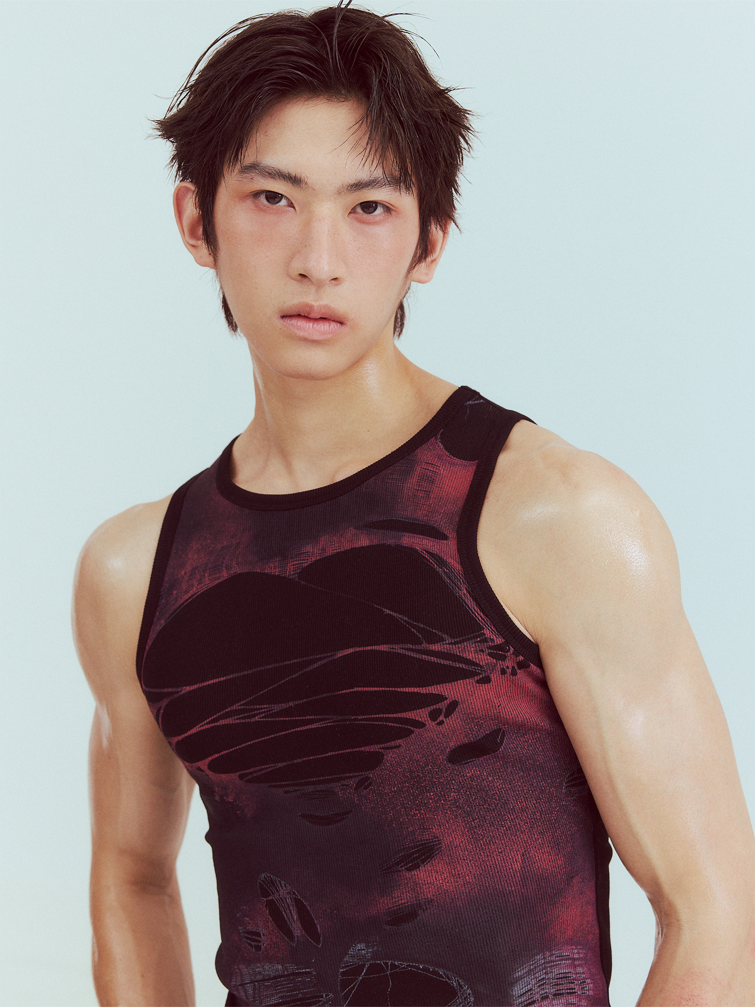 KADAKADA Distressed Graphic Ribbed Tank Top-Tank Top-S (Preorder)-Brown-Free Shipping Leatheretro