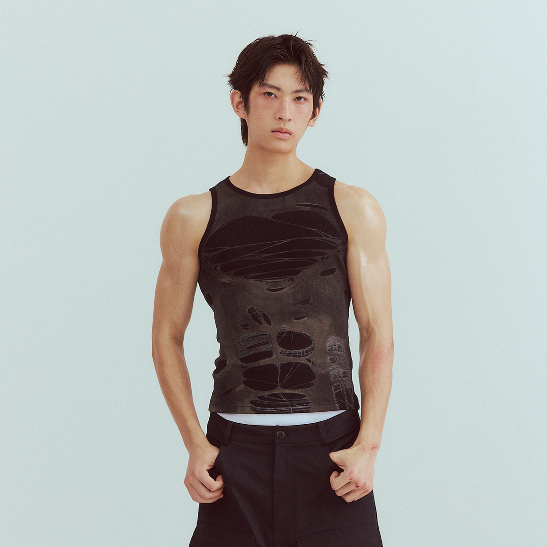 KADAKADA Distressed Graphic Ribbed Tank Top-Tank Top-S (Preorder)-Red-Free Shipping Leatheretro