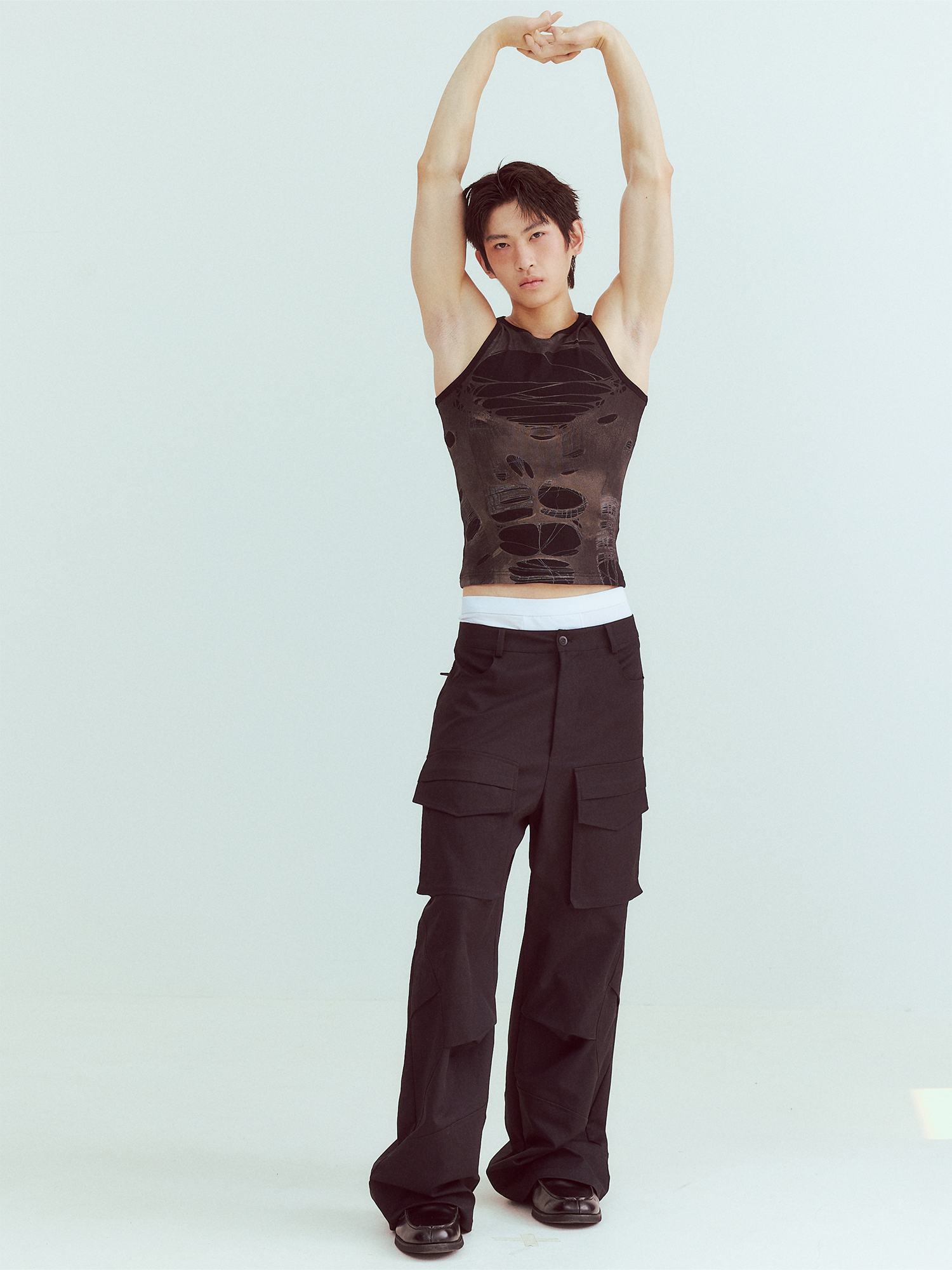KADAKADA Distressed Graphic Ribbed Tank Top-Tank Top-S (Preorder)-Brown-Free Shipping Leatheretro