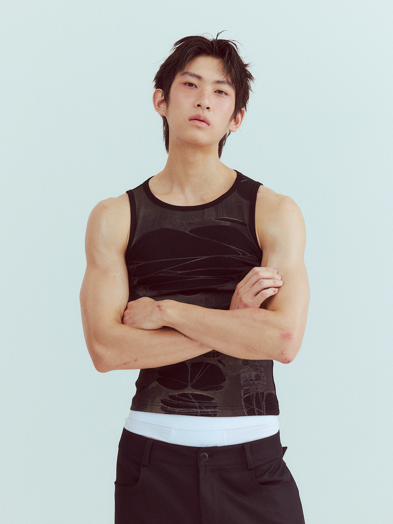 KADAKADA Distressed Graphic Ribbed Tank Top-Tank Top-S (Preorder)-Brown-Free Shipping Leatheretro