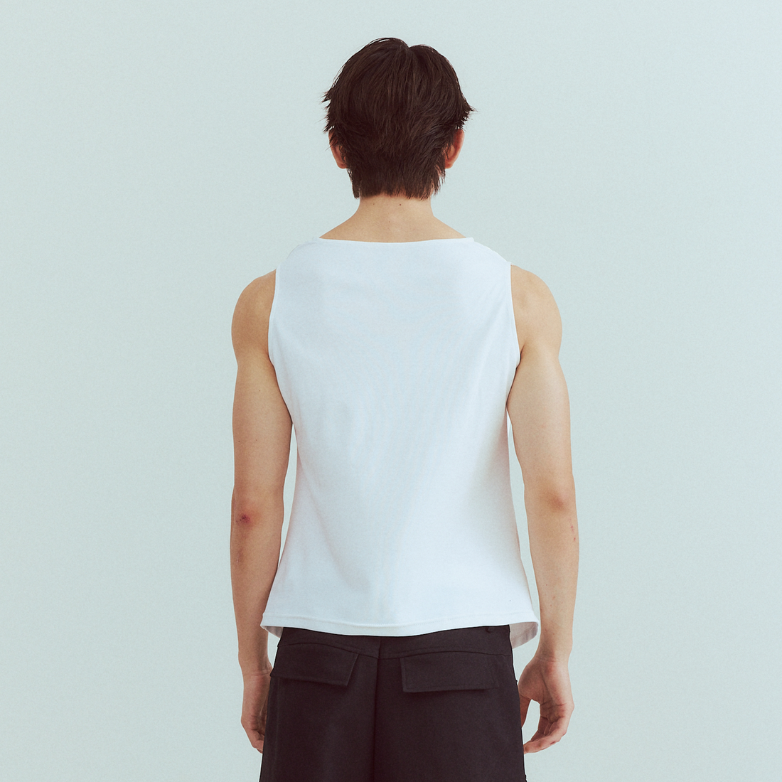 KADAKADA Pearl Sheen Deep V Draped Sleeveless Shirt-Tank Top-M (Preorder)-Free Shipping Leatheretro