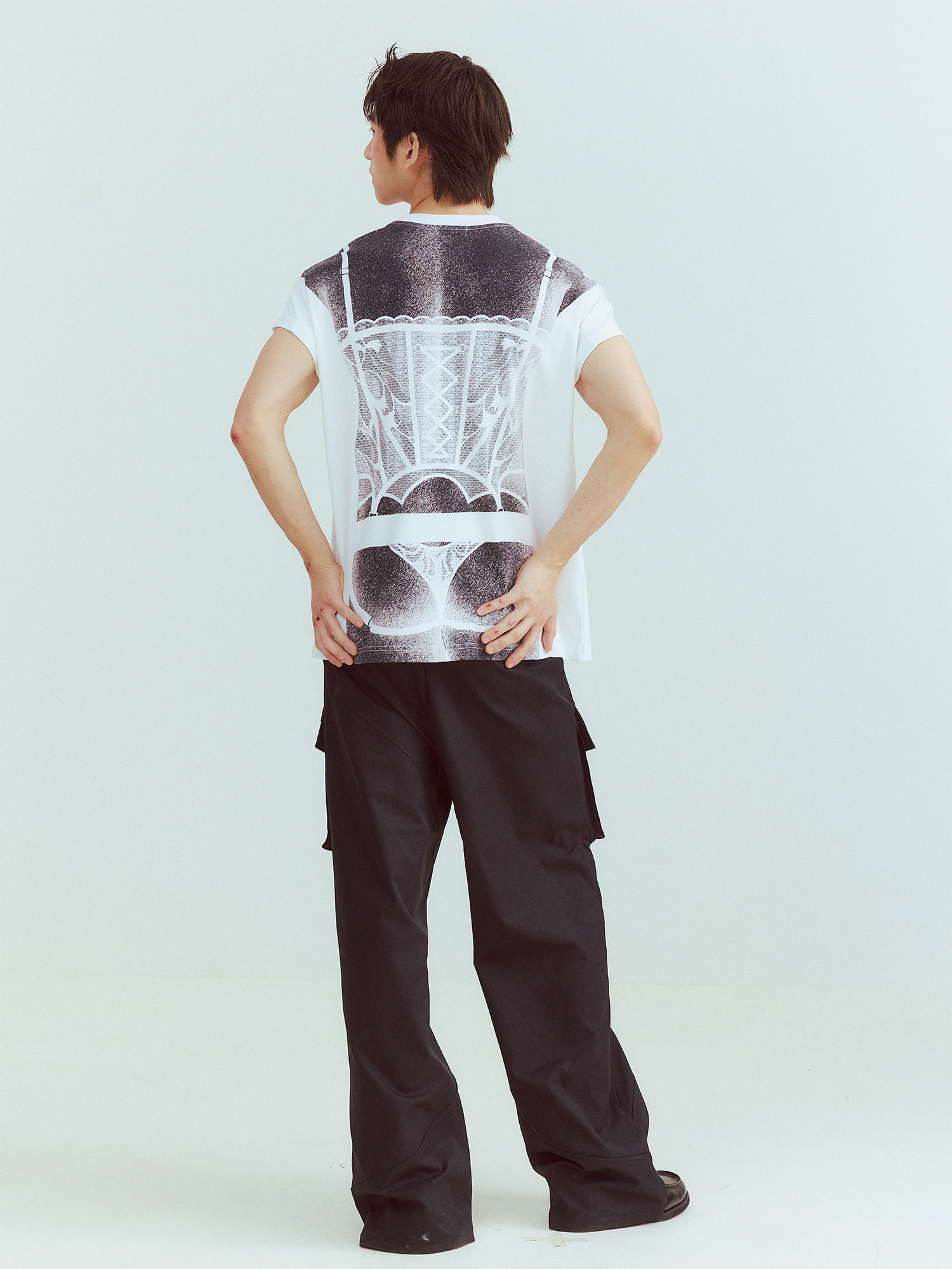 KADAKADA Sculptural Corset Graphic T-Shirt-T Shirt-M (Preorder)-Black-Free Shipping Leatheretro