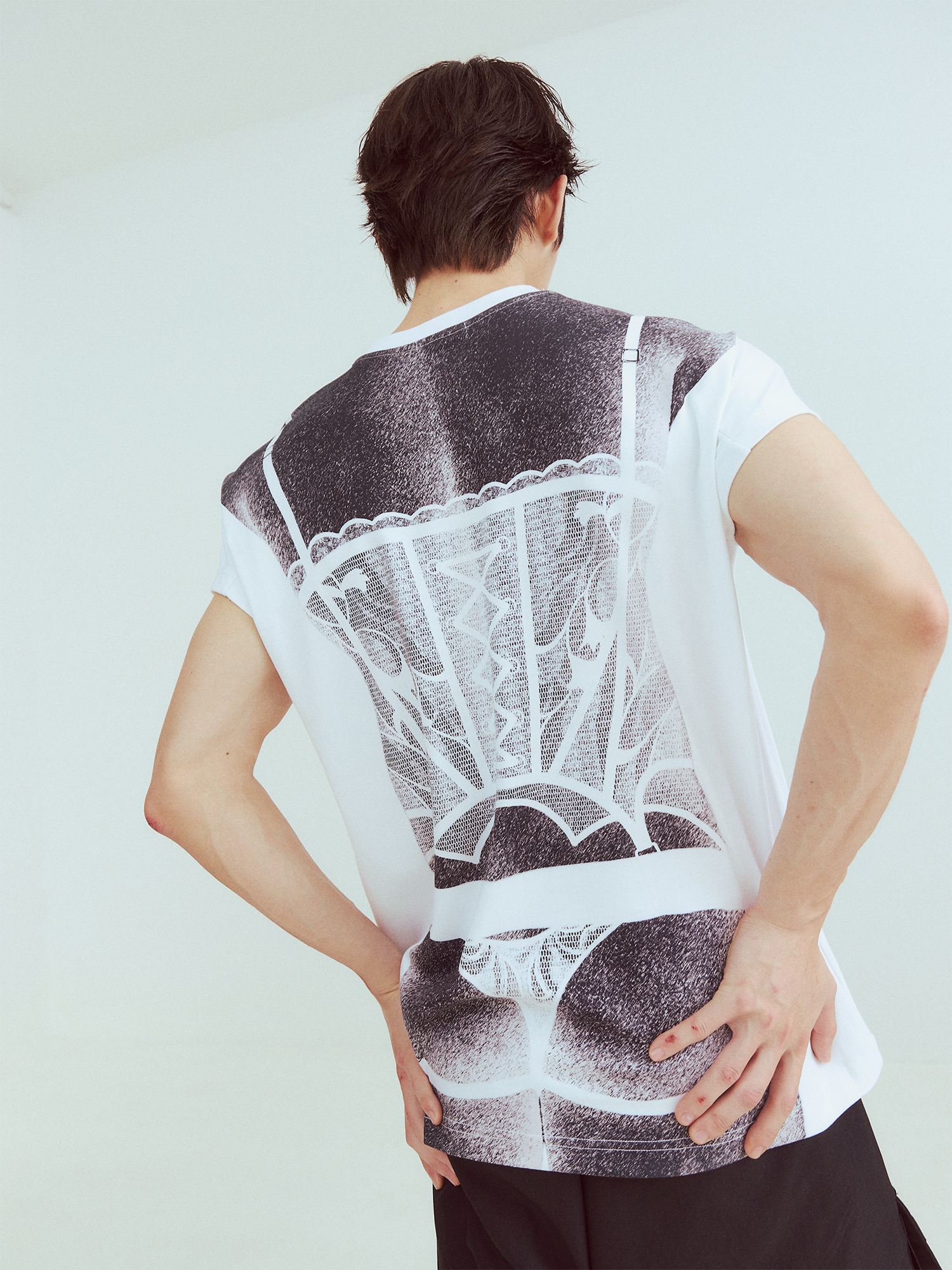 KADAKADA Sculptural Corset Graphic T-Shirt-T Shirt-M (Preorder)-Black-Free Shipping Leatheretro