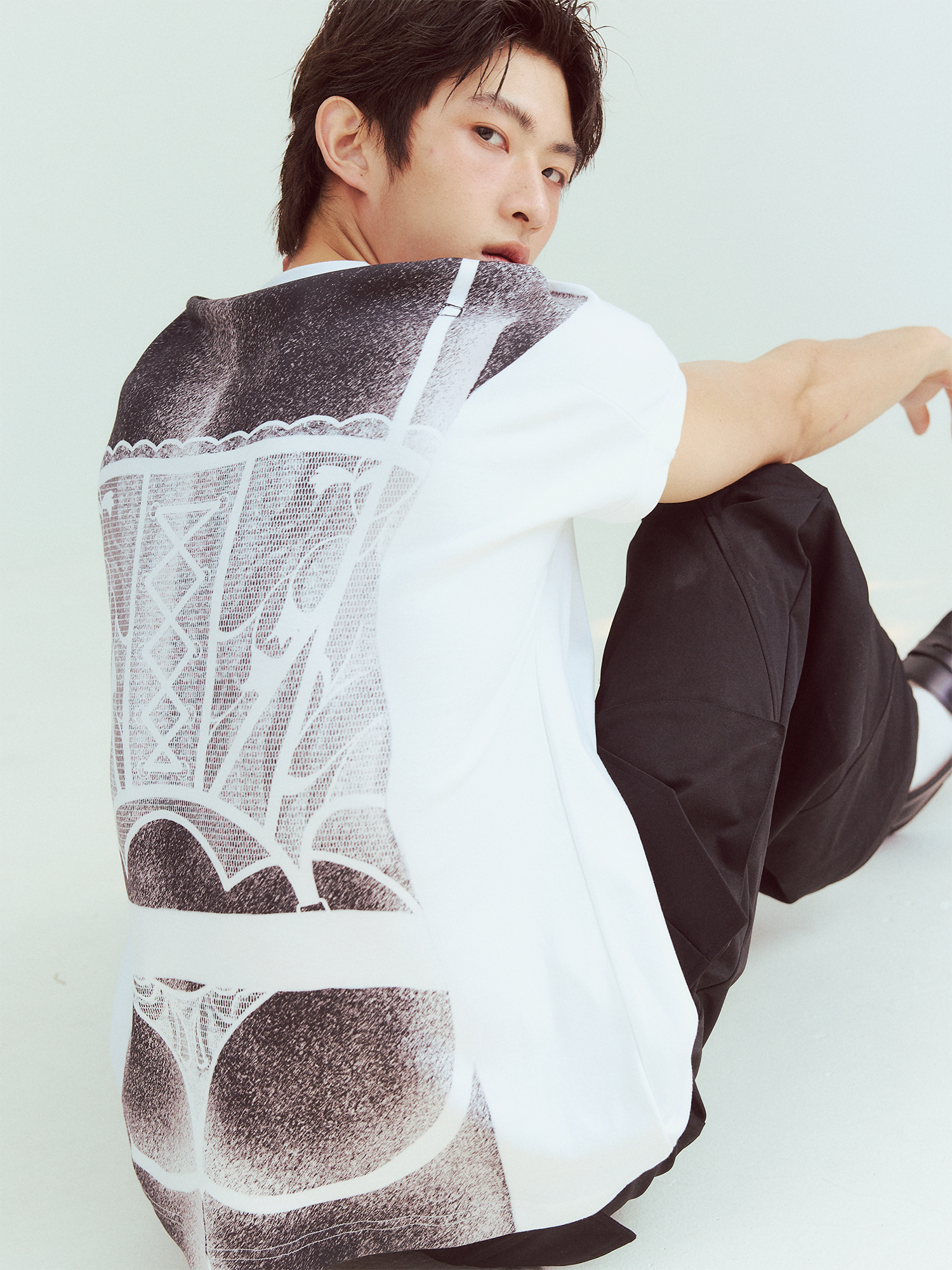 KADAKADA Sculptural Corset Graphic T-Shirt-T Shirt-M (Preorder)-Black-Free Shipping Leatheretro
